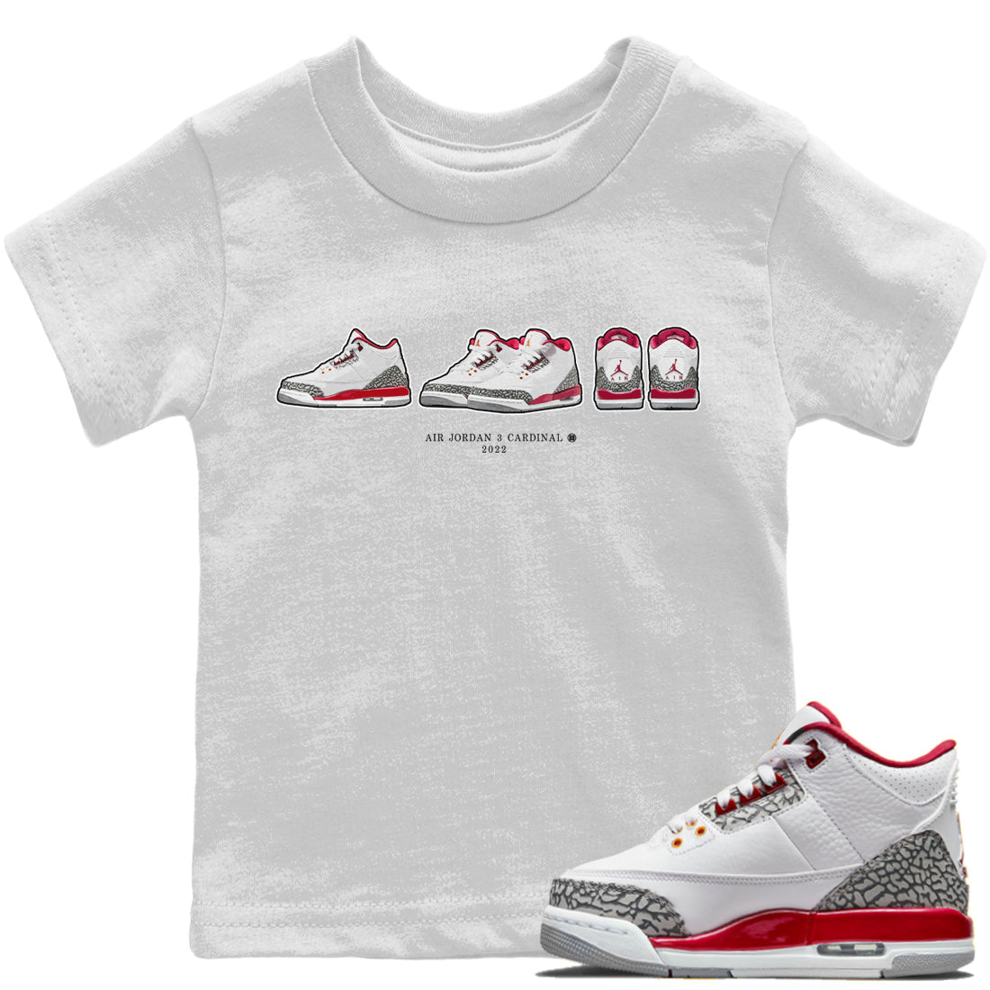 Jordan 3 Cardinal Sneaker Match Tees Air Jordan 3 Prelude Sneaker Tees Jordan 3 Cardinal Sneaker Release Tees Kids Shirts