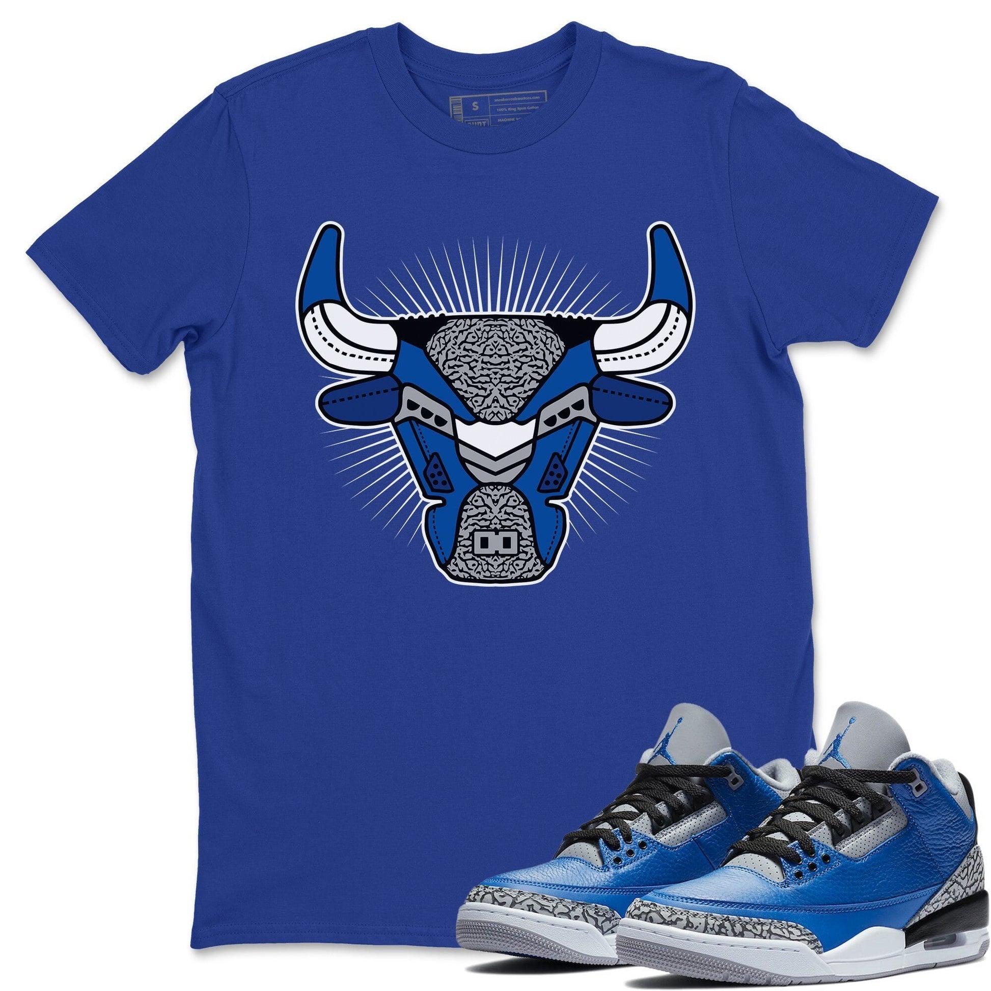 Jordan 3 Varsity Royal Sneaker Match Tees Bull Head Sneaker Tees Jordan 3 Varsity Royal Sneaker Release Tees Unisex Shirts
