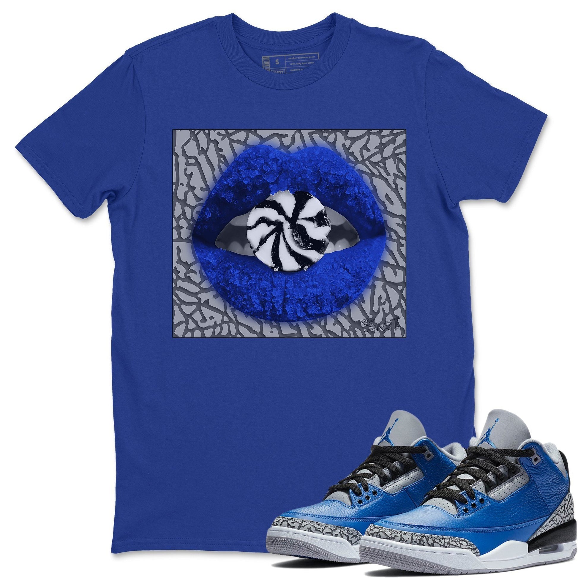Jordan 3 Varsity Royal Sneaker Match Tees Lips Candy Sneaker Tees Jordan 3 Varsity Royal Sneaker Release Tees Unisex Shirts