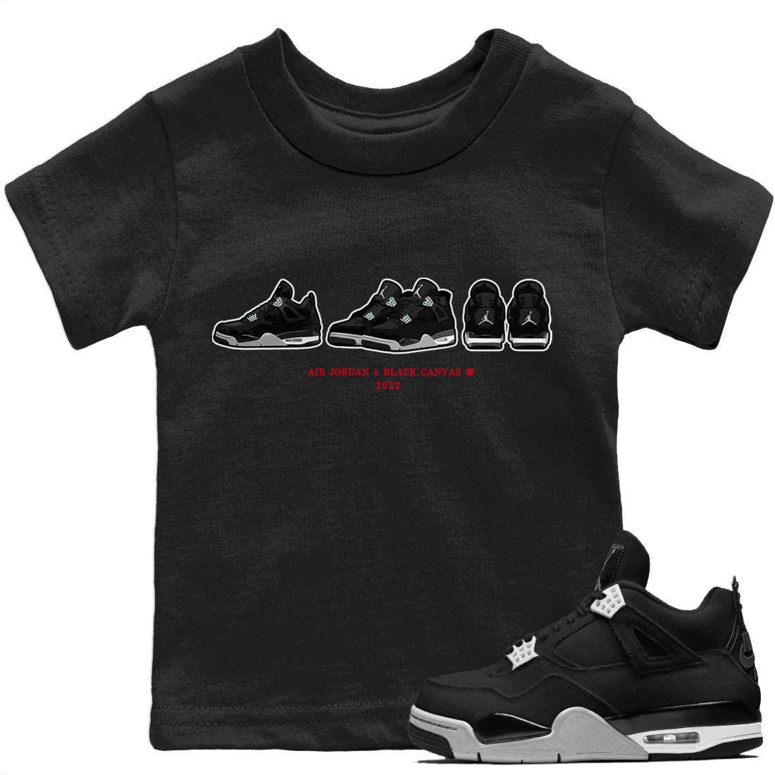 Jordan 4 Black Canvas Sneaker Match Tees Air Jordan 4 Prelude Sneaker Tees Jordan 4 Black Canvas Sneaker Release Tees Kids Shirts