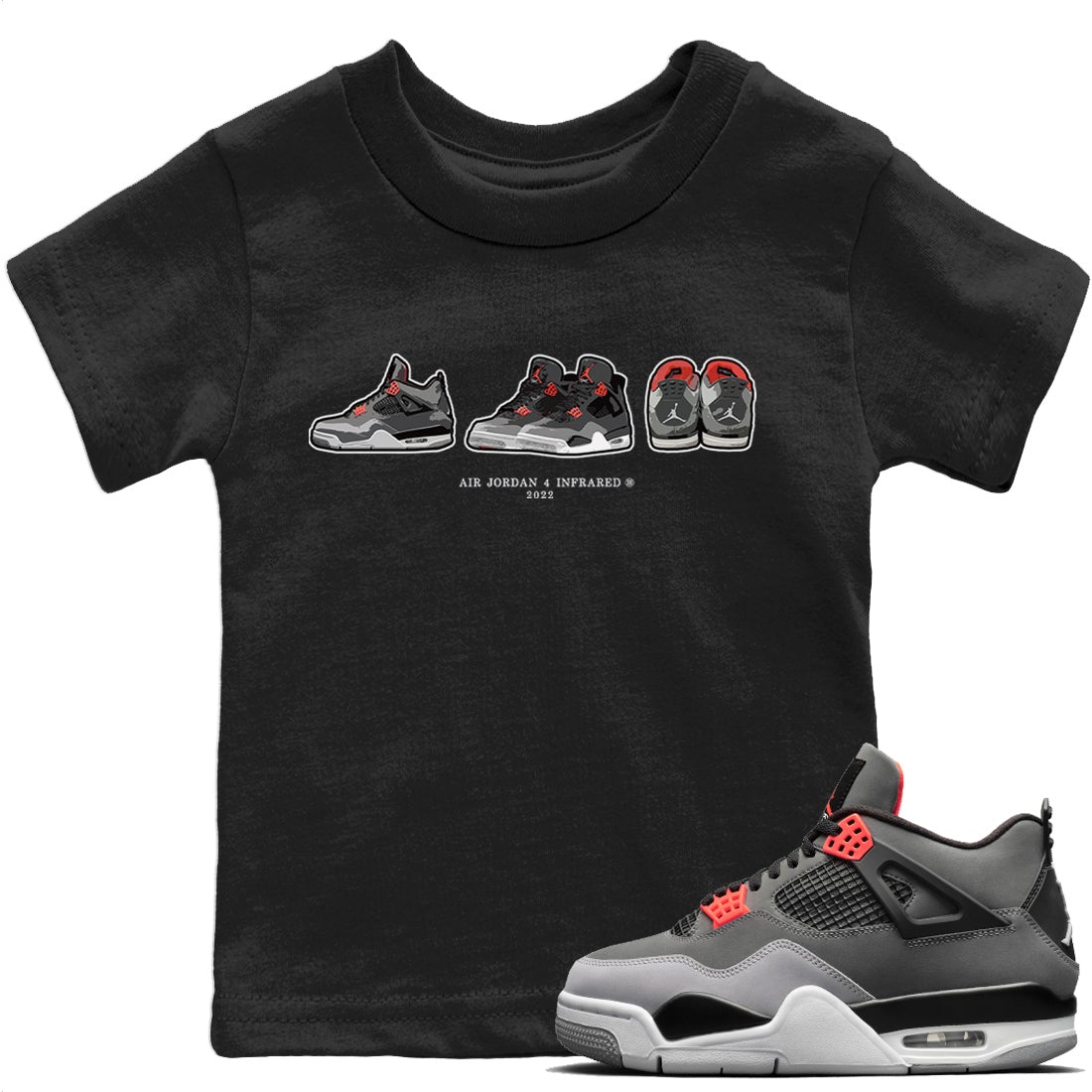 Jordan 4 Infrared Sneaker Match Tees Air Jordan 4 Prelude Sneaker Tees Jordan 4 Infrared Sneaker Release Tees Kids Shirts