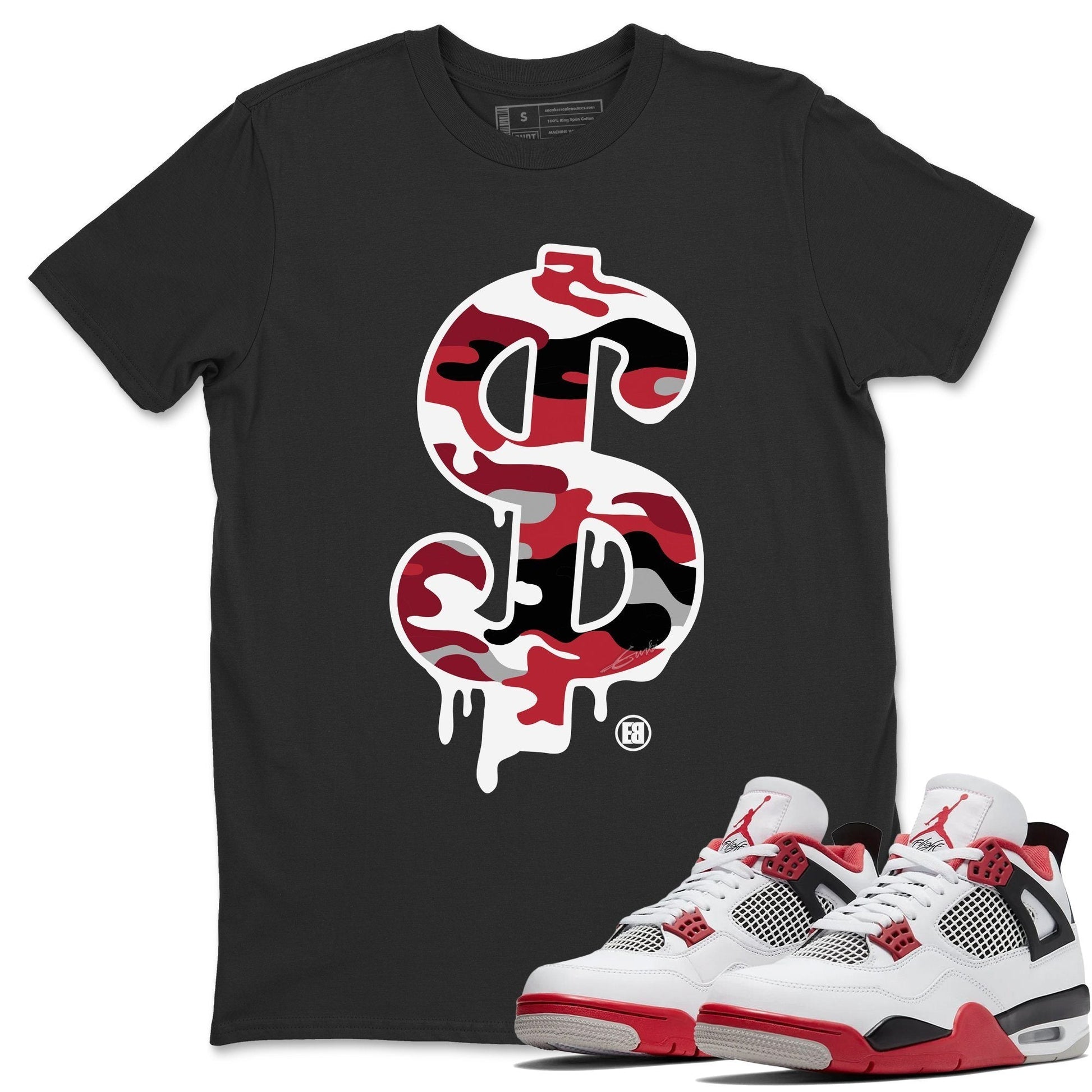 Jordan 4 Fire Red Sneaker Match Tees Dollar Camo Sneaker Tees Jordan 4 Fire Red Sneaker Release Tees Unisex Shirts