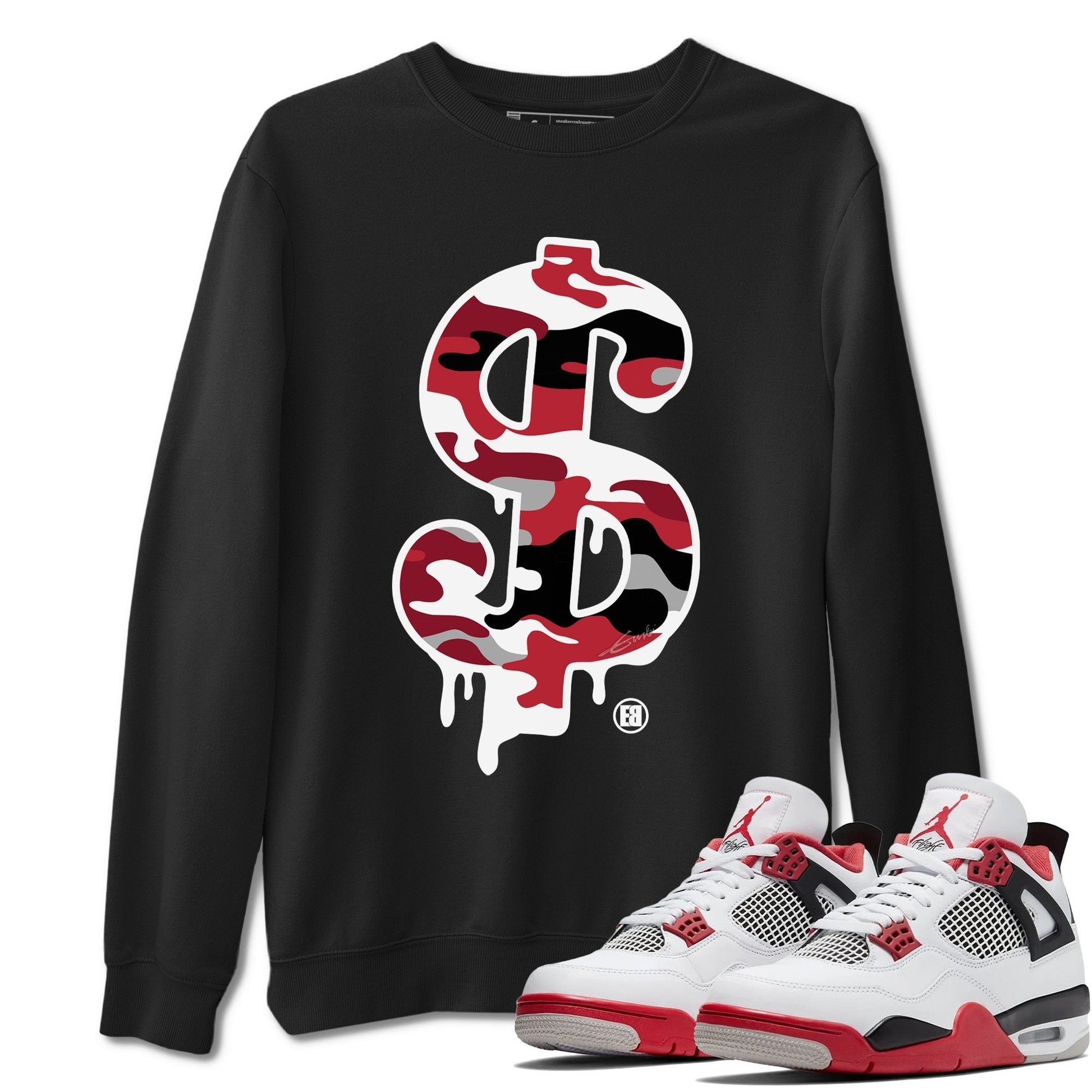 Jordan 4 Fire Red Sneaker Match Tees Dollar Camo Sneaker Tees Jordan 4 Fire Red Sneaker Release Tees Unisex Shirts