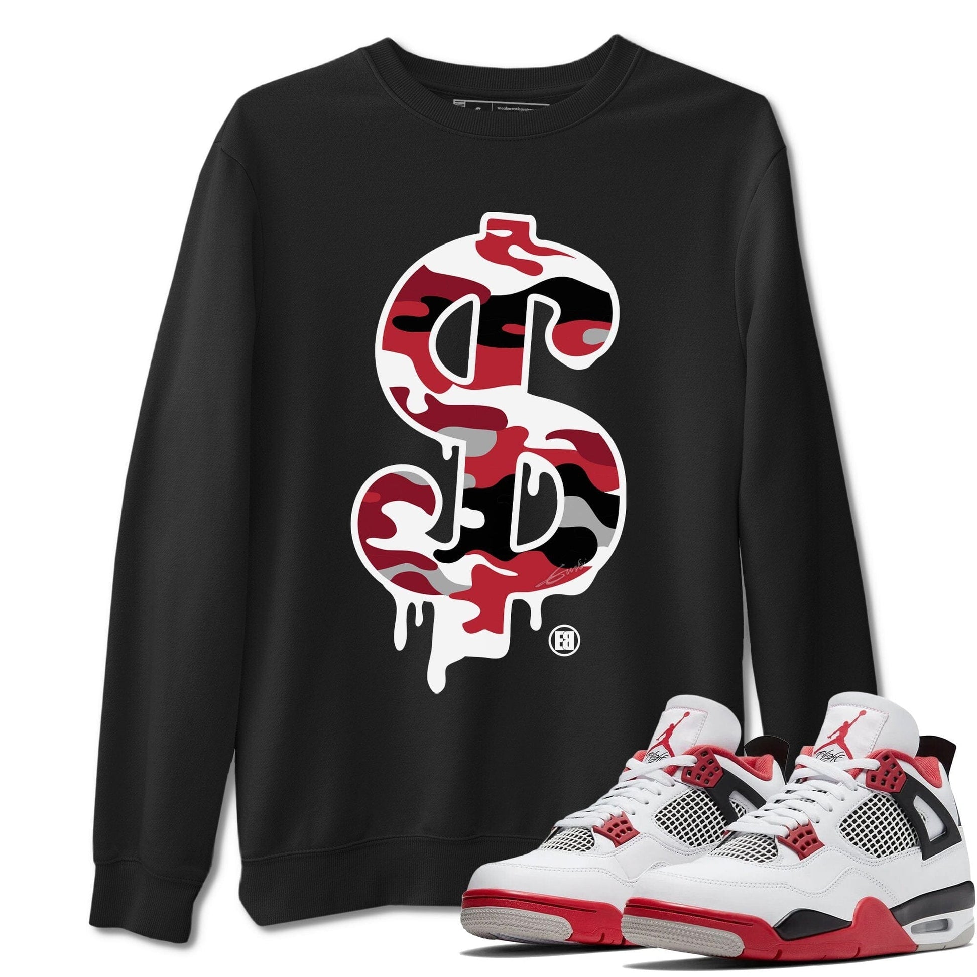 Jordan 4 Fire Red Sneaker Match Tees Dollar Camo Sneaker Tees Jordan 4 Fire Red Sneaker Release Tees Unisex Shirts