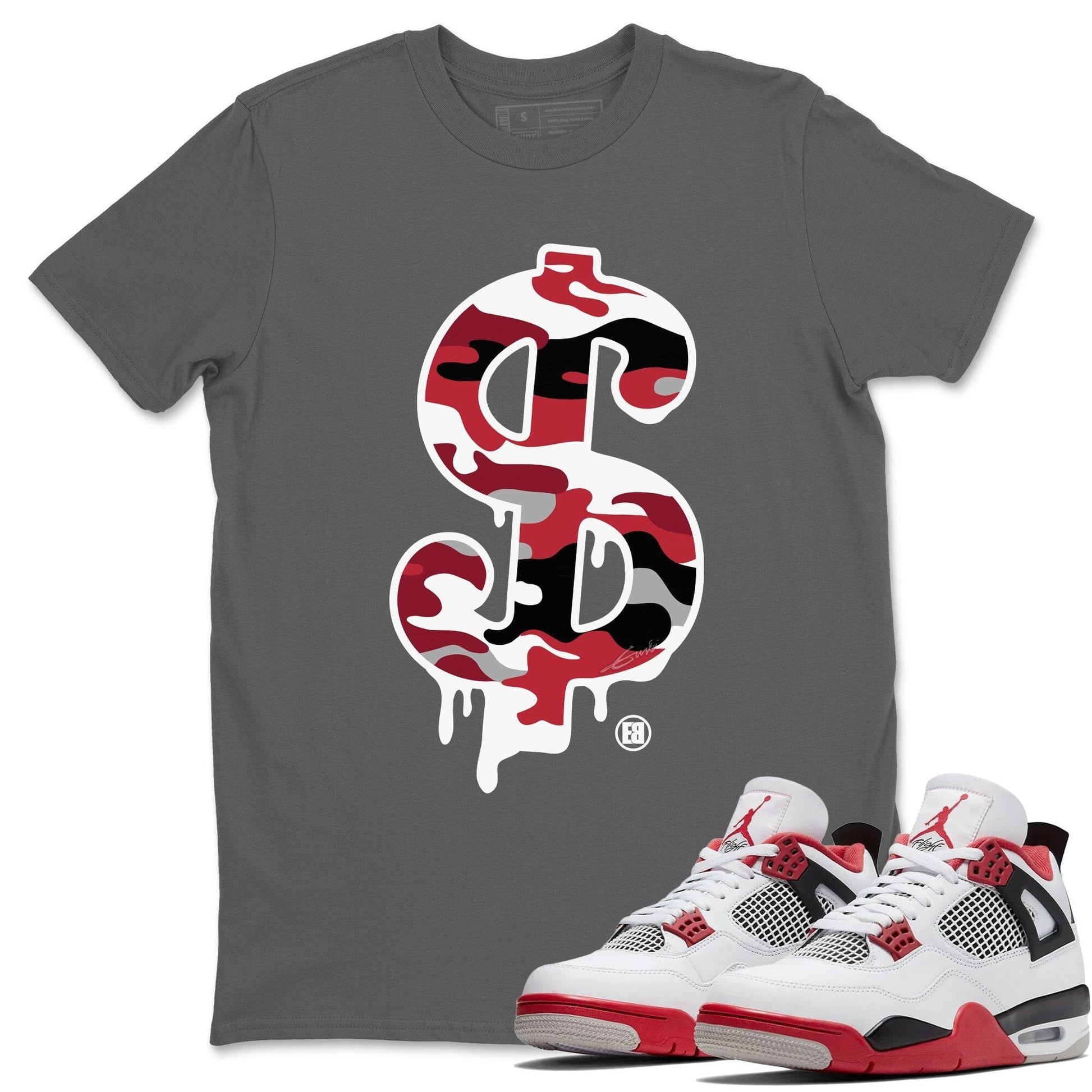 Jordan 4 Fire Red Sneaker Match Tees Dollar Camo Sneaker Tees Jordan 4 Fire Red Sneaker Release Tees Unisex Shirts
