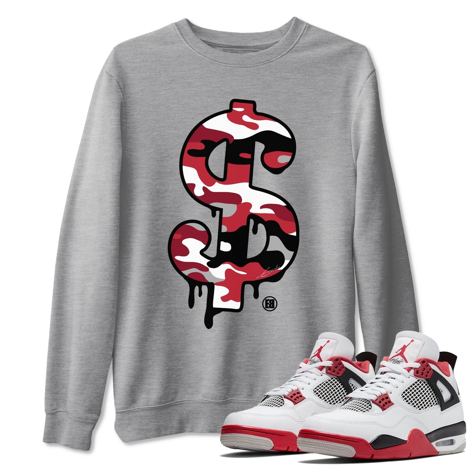 Jordan 4 Fire Red Sneaker Match Tees Dollar Camo Sneaker Tees Jordan 4 Fire Red Sneaker Release Tees Unisex Shirts