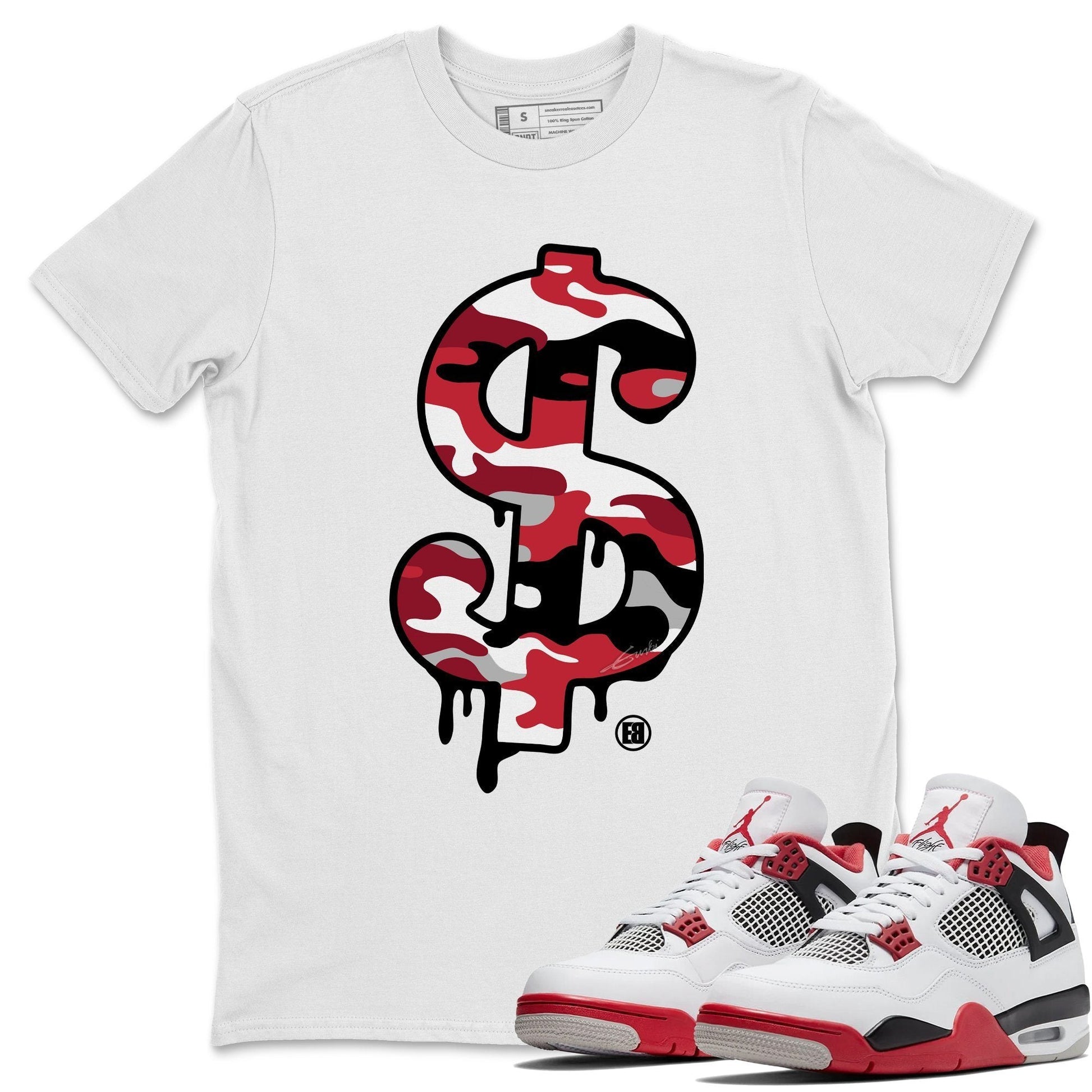 Jordan 4 Fire Red Sneaker Match Tees Dollar Camo Sneaker Tees Jordan 4 Fire Red Sneaker Release Tees Unisex Shirts