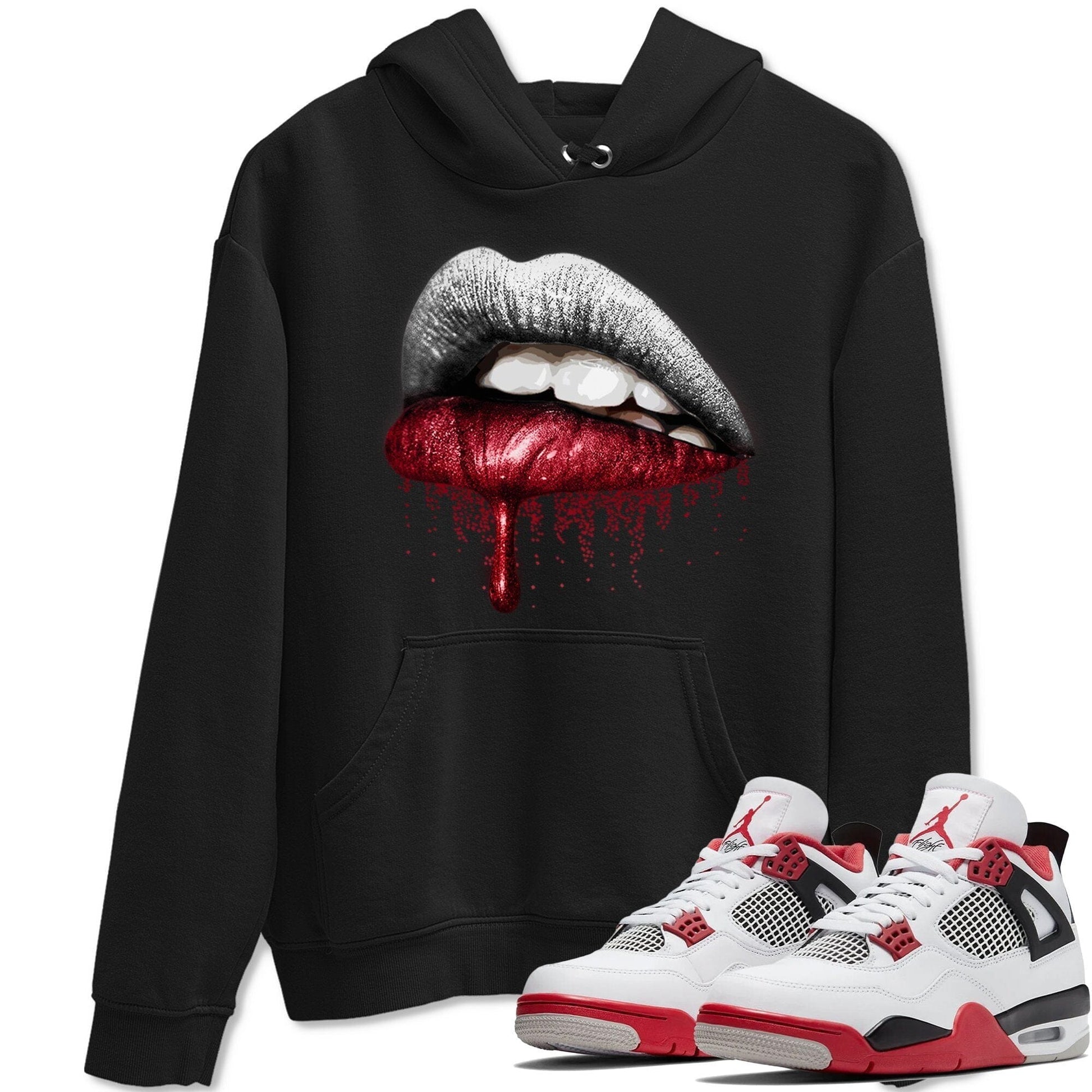 Jordan 4 Fire Red Sneaker Match Tees Dripping Lips Sneaker Tees Jordan 4 Fire Red Sneaker Release Tees Unisex Shirts