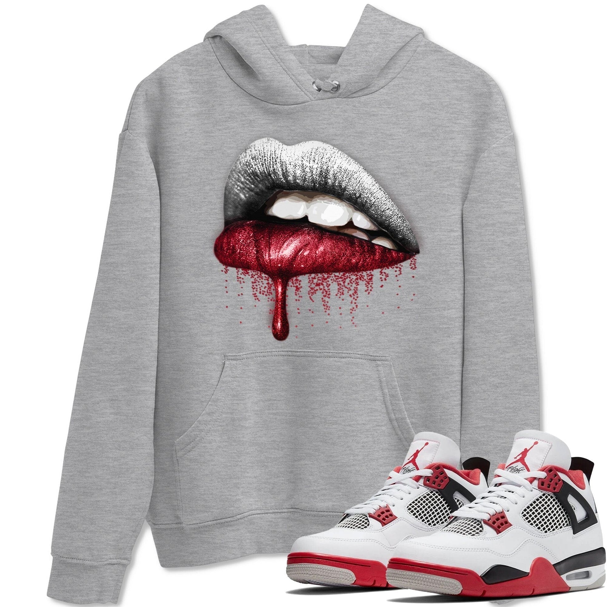 Jordan 4 Fire Red Sneaker Match Tees Dripping Lips Sneaker Tees Jordan 4 Fire Red Sneaker Release Tees Unisex Shirts