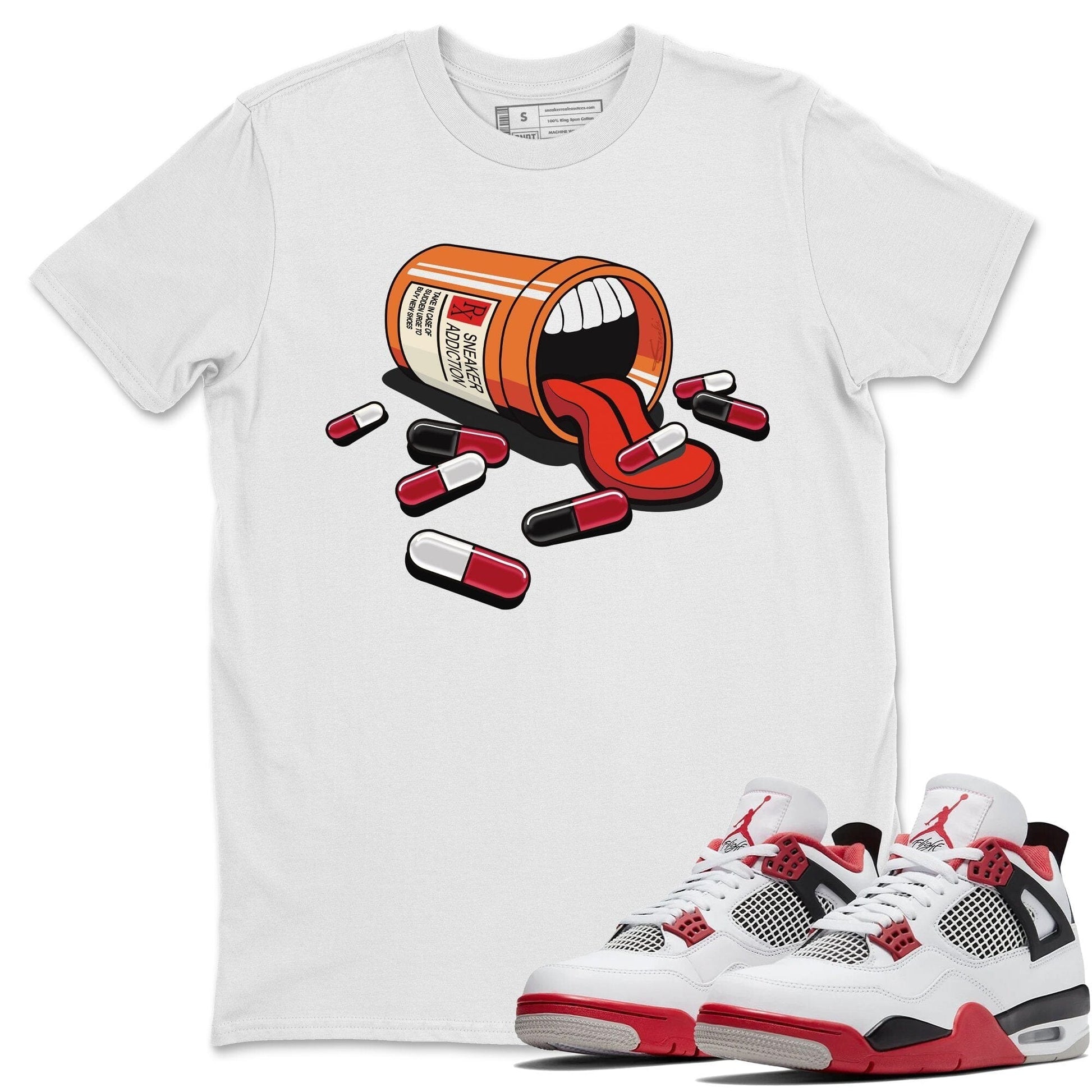 Jordan 4 Fire Red Sneaker Match Tees Sneaker Addiction Sneaker Tees Jordan 4 Fire Red Sneaker Release Tees Unisex Shirts