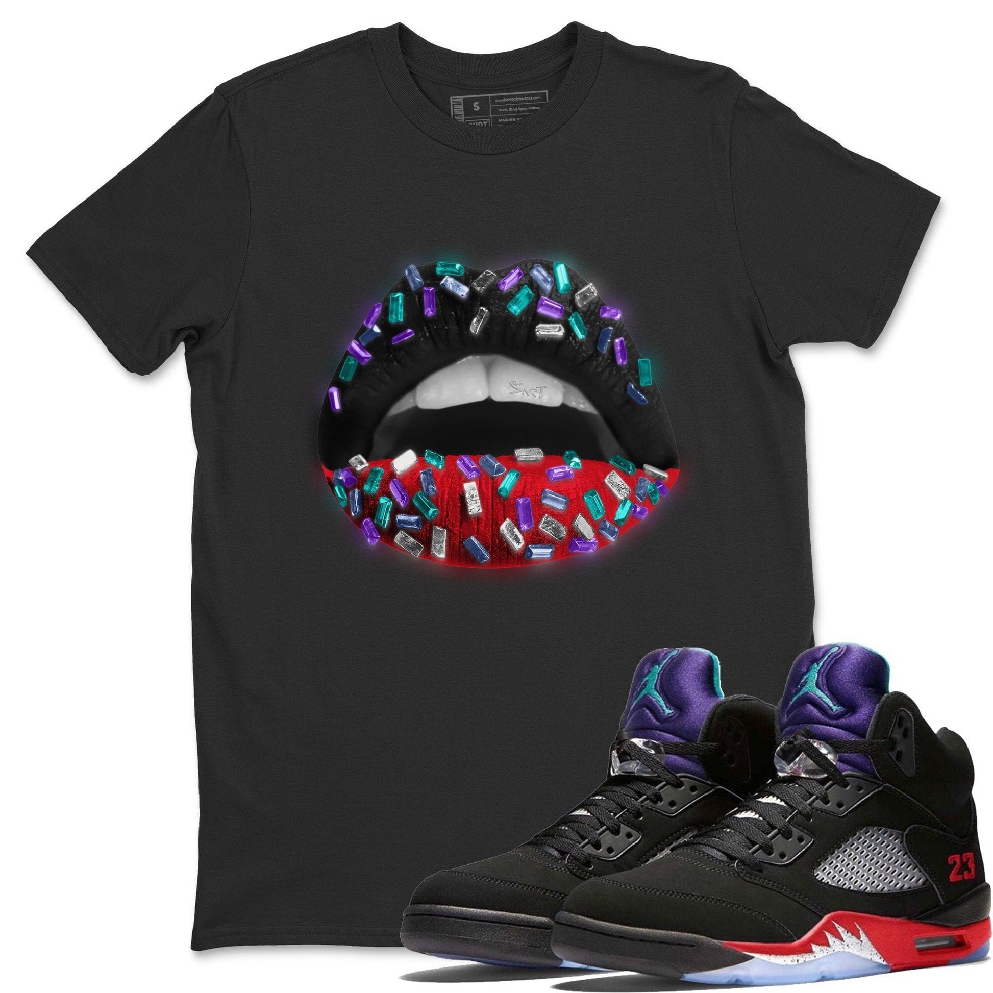 Jordan 5 Top 3 Sneaker Match Tees Lips Jewel Sneaker Tees Jordan 5 Top 3 Sneaker Release Tees Unisex Shirts