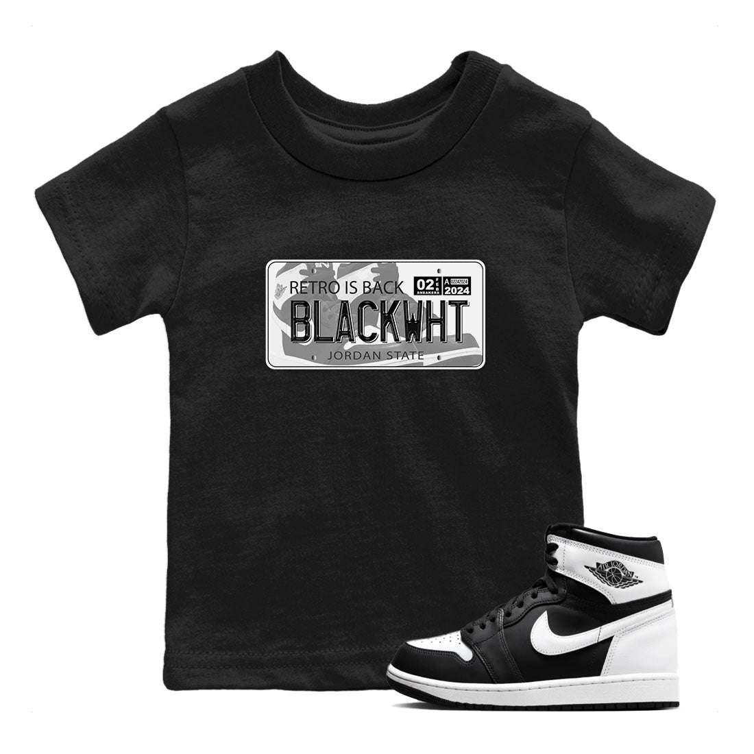 1s Black White shirt to match jordans Jordan Plate sneaker tees Air Jordan 1 Black White SNRT sneaker release tees baby toddler Black 1 cotton Shirt