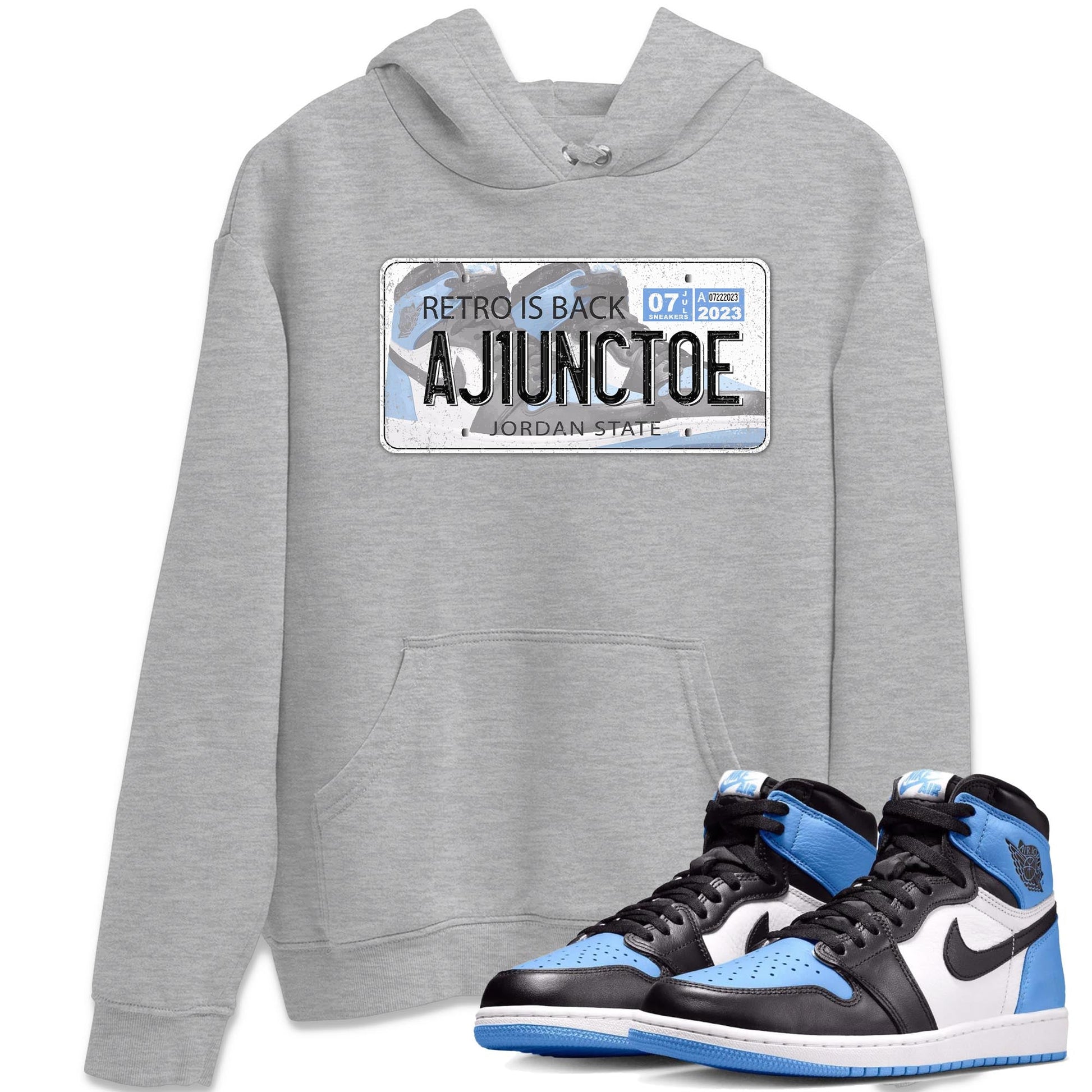 Air Jordan 1 Retro High OG University Blue shirt to match jordans Jordan Plate sneaker tees Air Jordan 1 UNC Toe SNRT Sneaker Release Tees Unisex Heather Grey 1 T-Shirt