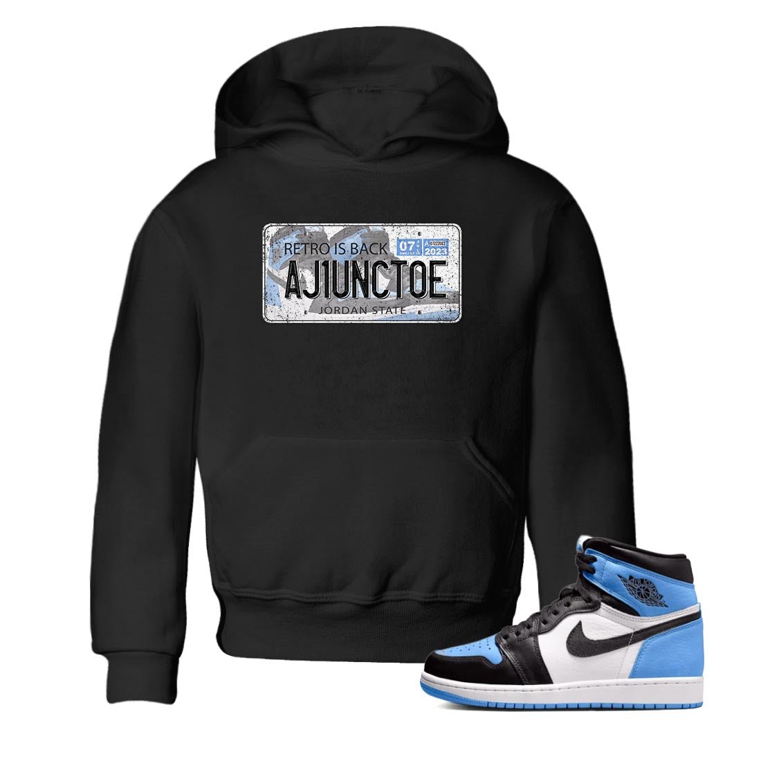 Air Jordan 1 Retro High OG University Blue shirt to match jordans Jordan Plate sneaker tees Air Jordan 1 UNC Toe SNRT Sneaker Release Tees Baby Toddler Black 1 T-Shirt