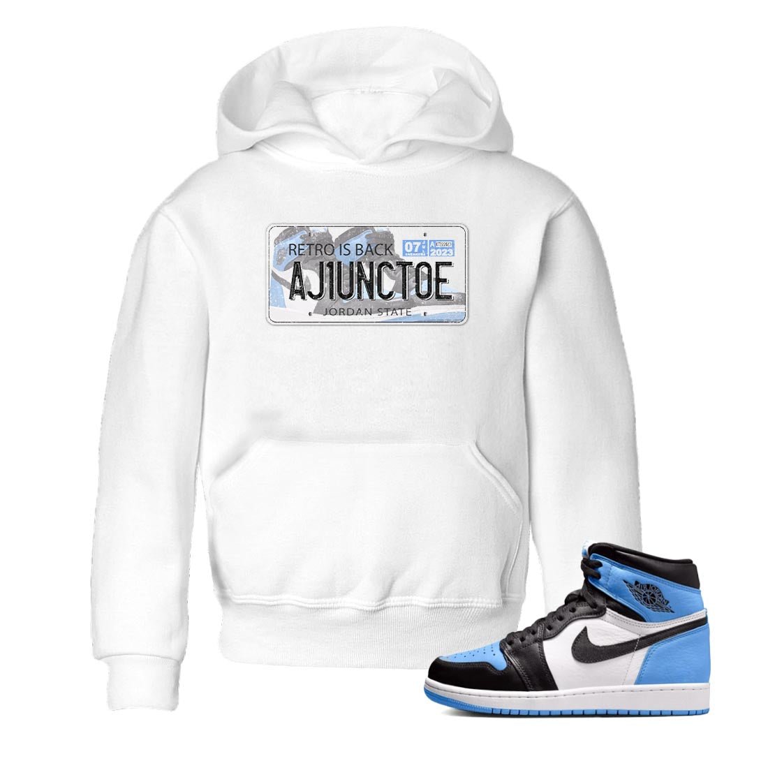 Air Jordan 1 Retro High OG University Blue shirt to match jordans Jordan Plate sneaker tees Air Jordan 1 UNC Toe SNRT Sneaker Release Tees Baby Toddler White 1 T-Shirt