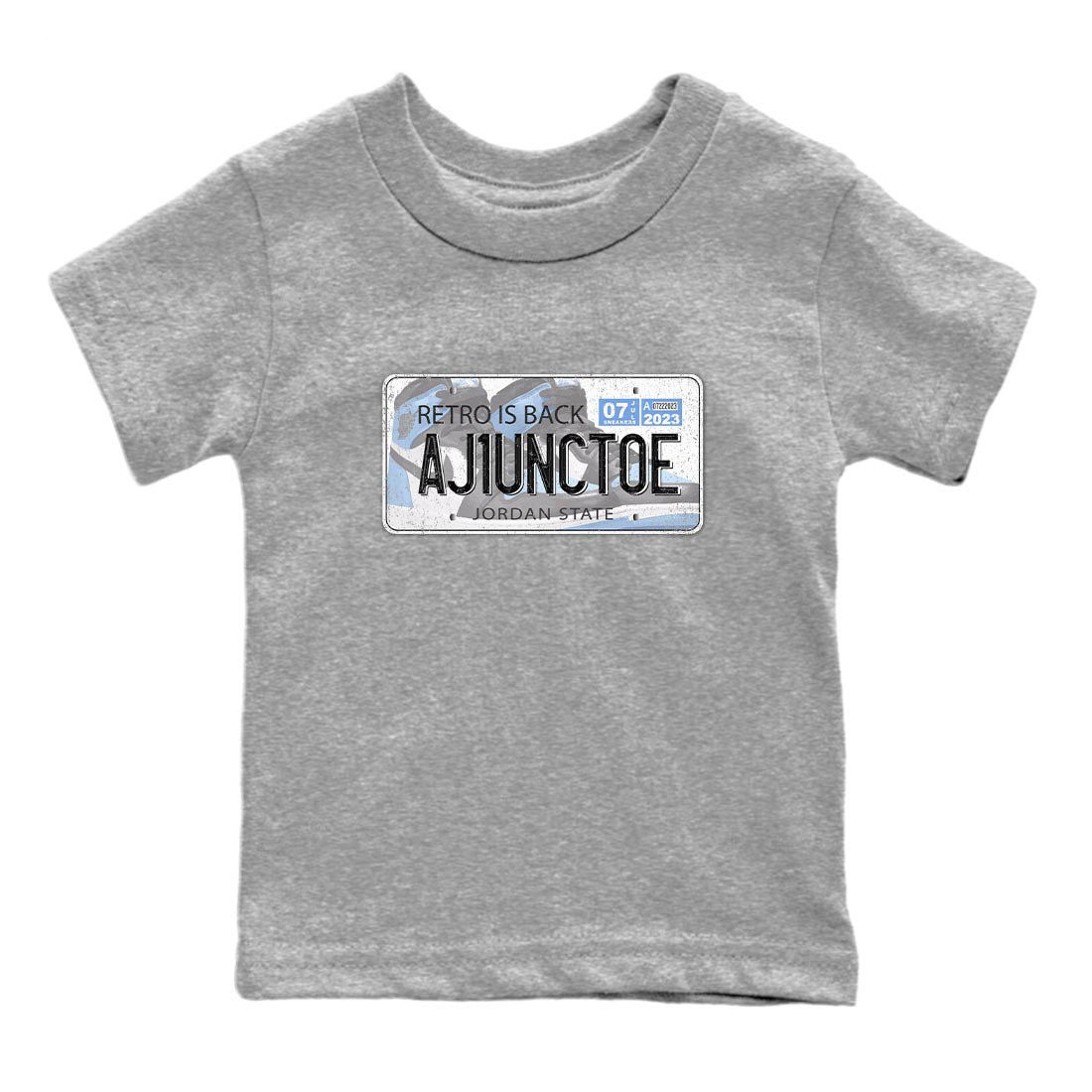 Air Jordan 1 Retro High OG University Blue shirt to match jordans Jordan Plate sneaker tees Air Jordan 1 UNC Toe SNRT Sneaker Release Tees Baby Toddler Heather Grey 2 T-Shirt