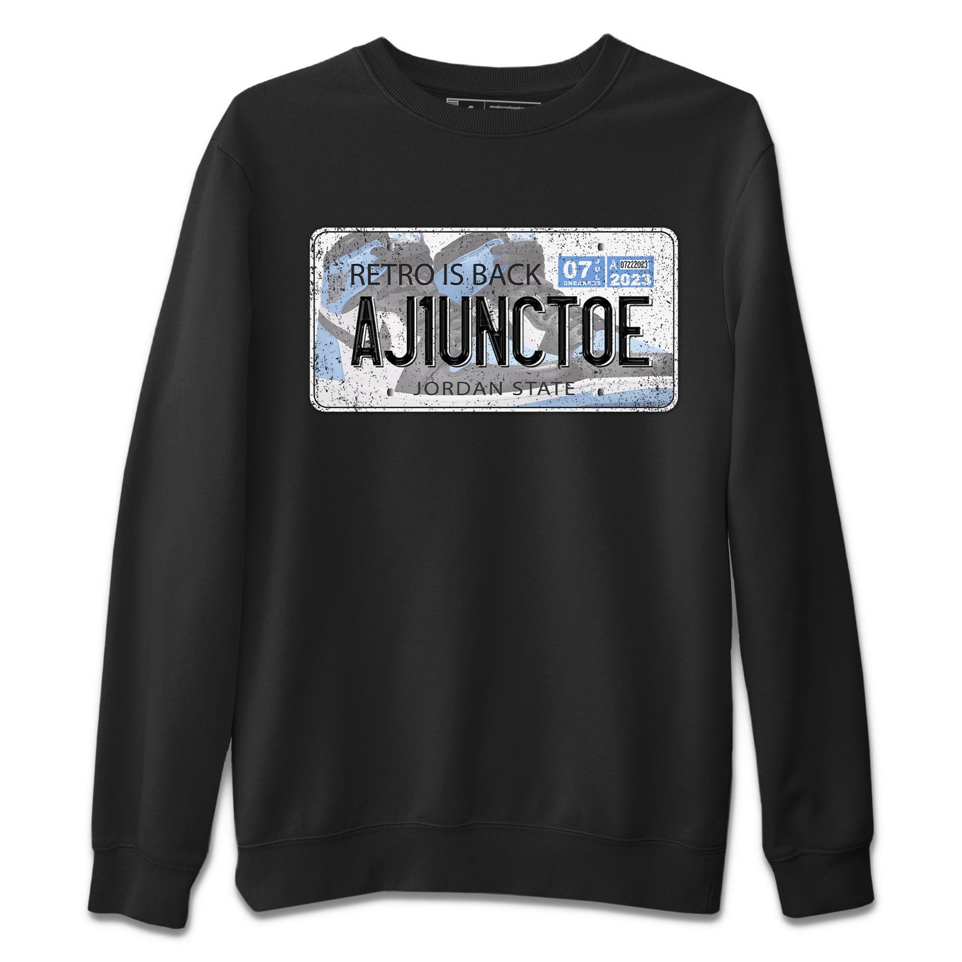 Air Jordan 1 Retro High OG University Blue shirt to match jordans Jordan Plate sneaker tees Air Jordan 1 UNC Toe SNRT Sneaker Release Tees Unisex Black 2 T-Shirt