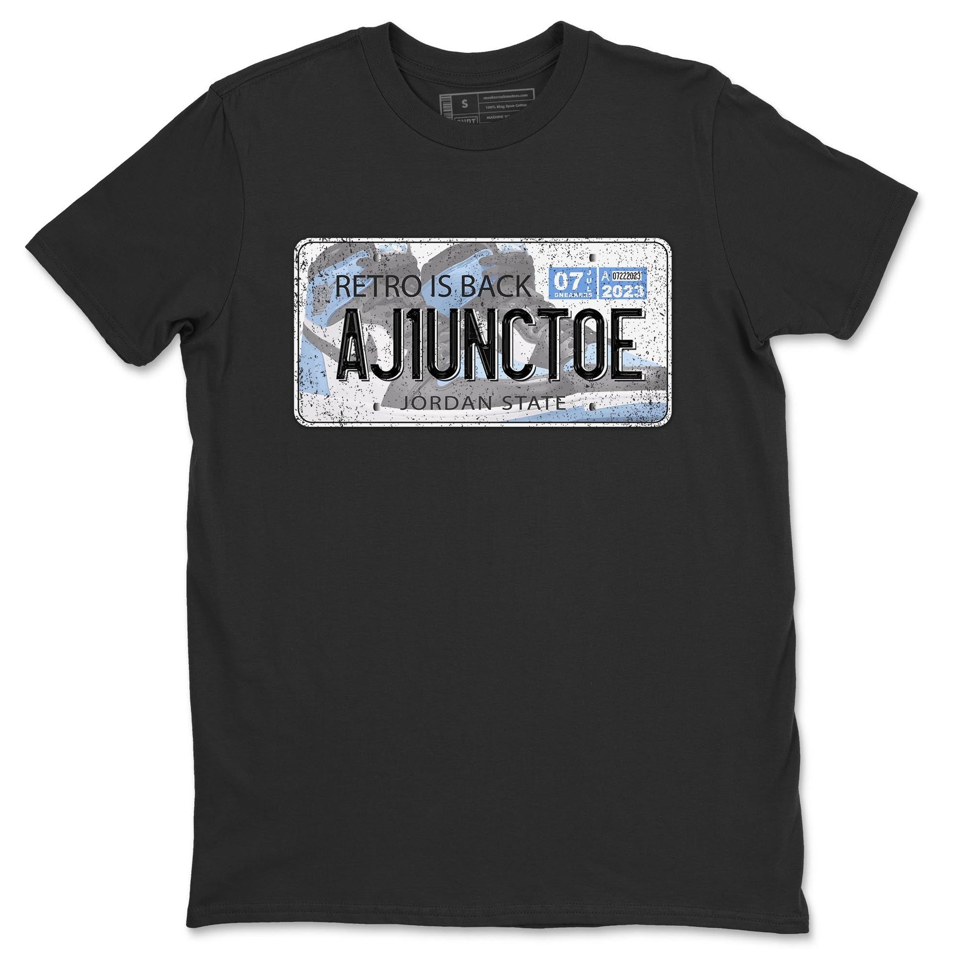 Air Jordan 1 Retro High OG University Blue shirt to match jordans Jordan Plate sneaker tees Air Jordan 1 UNC Toe SNRT Sneaker Release Tees Unisex Black 2 T-Shirt