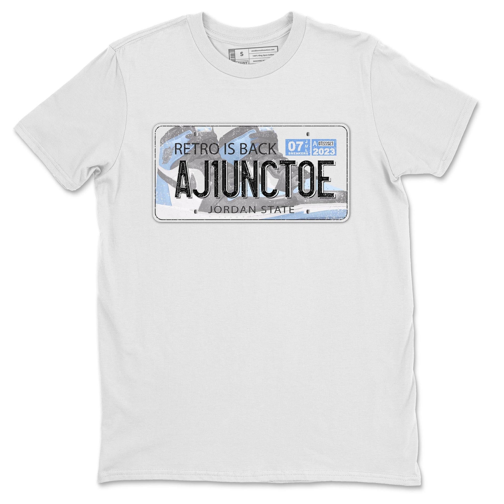Air Jordan 1 Retro High OG University Blue shirt to match jordans Jordan Plate sneaker tees Air Jordan 1 UNC Toe SNRT Sneaker Release Tees Unisex White 2 T-Shirt