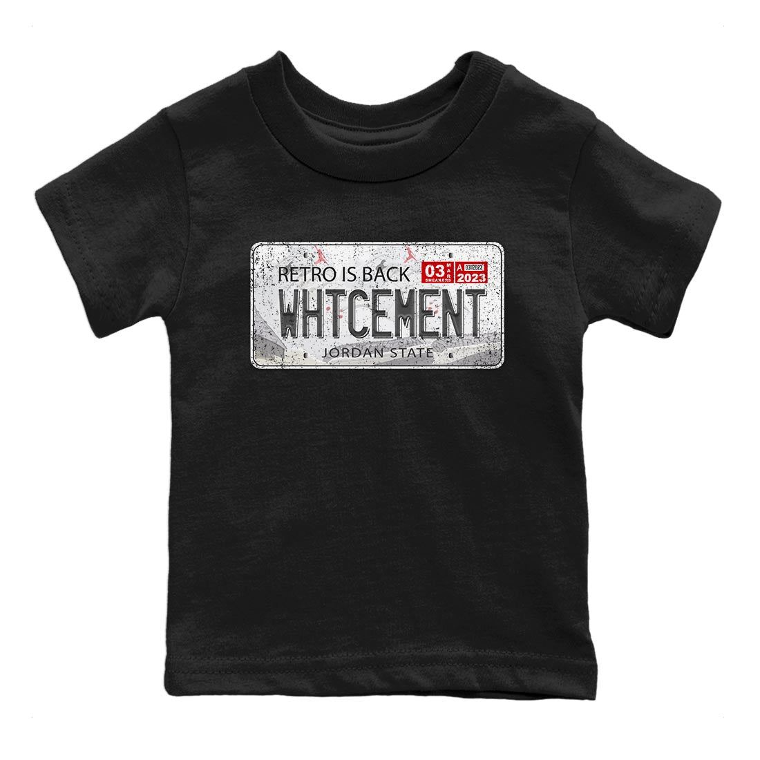 Air Jordan 3 White Cement Sneaker Match Tees Jordan Plate Sneaker Tees AJ 3s White Cement Sneaker Release Tees Kids Shirts Black 2