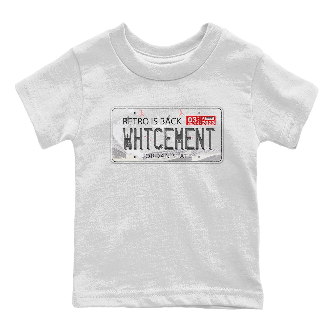 Air Jordan 3 White Cement Sneaker Match Tees Jordan Plate Sneaker Tees AJ 3s White Cement Sneaker Release Tees Kids Shirts White 2