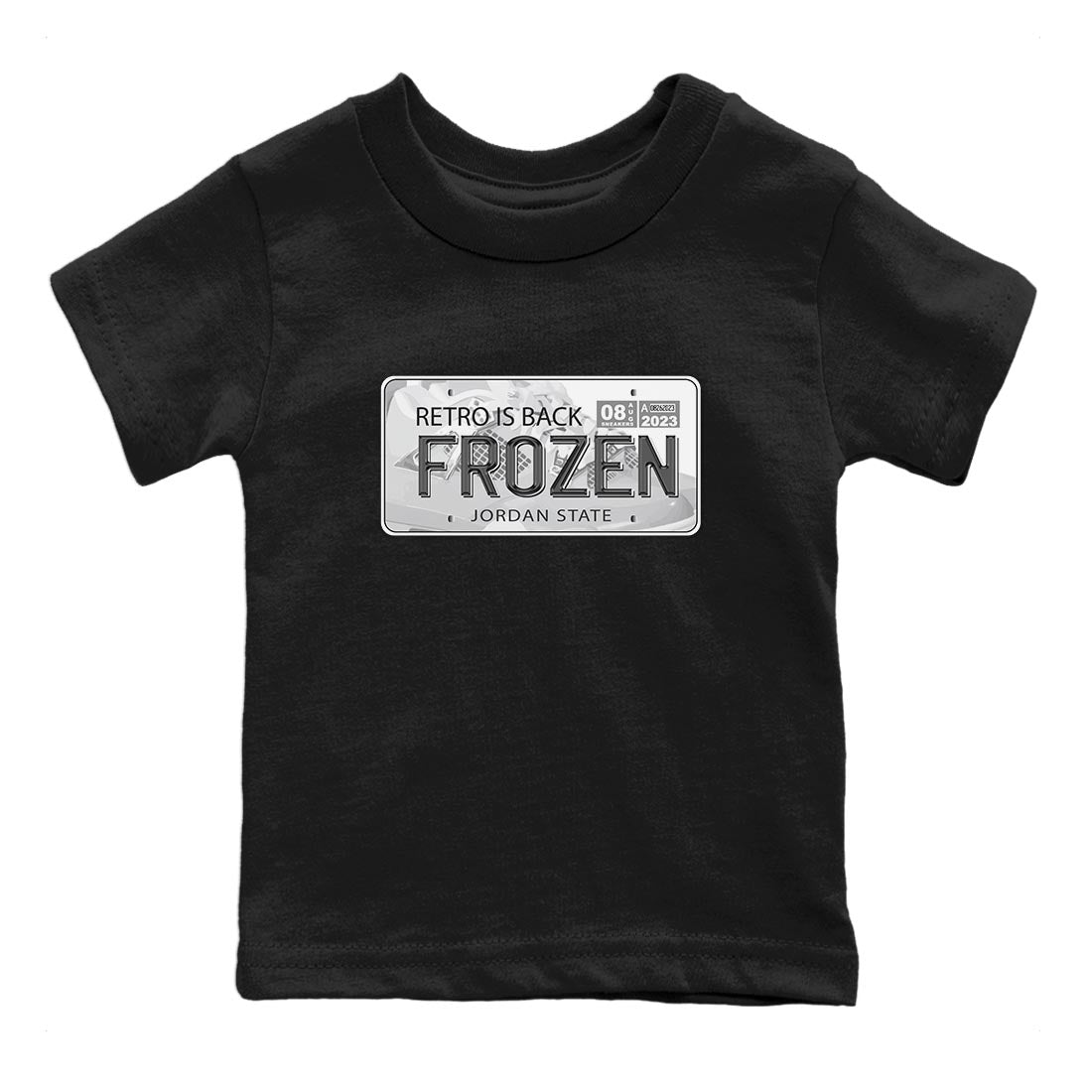 AJ4 Frozen Moments shirt to match jordans Jordan Plate sneaker tees Crew Neck AJ4 Frozen Moments SNRT Sneaker Release Tees Baby Toddler Black 2 T-Shirt