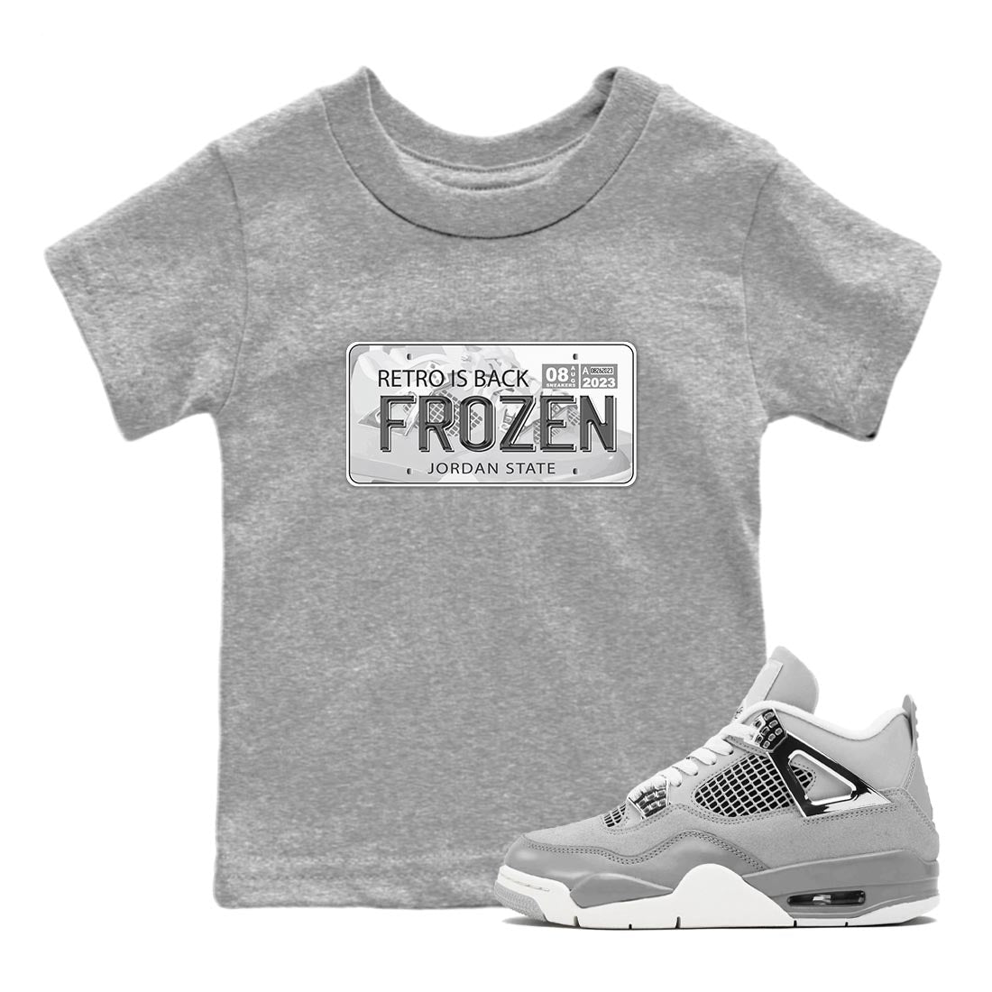 AJ4 Frozen Moments shirt to match jordans Jordan Plate sneaker tees Crew Neck AJ4 Frozen Moments SNRT Sneaker Release Tees Baby Toddler Heather Grey 1 T-Shirt