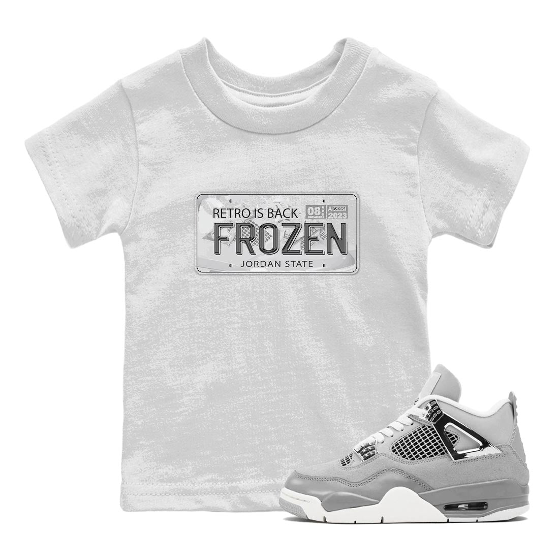 AJ4 Frozen Moments shirt to match jordans Jordan Plate sneaker tees Crew Neck AJ4 Frozen Moments SNRT Sneaker Release Tees Baby Toddler White 1 T-Shirt