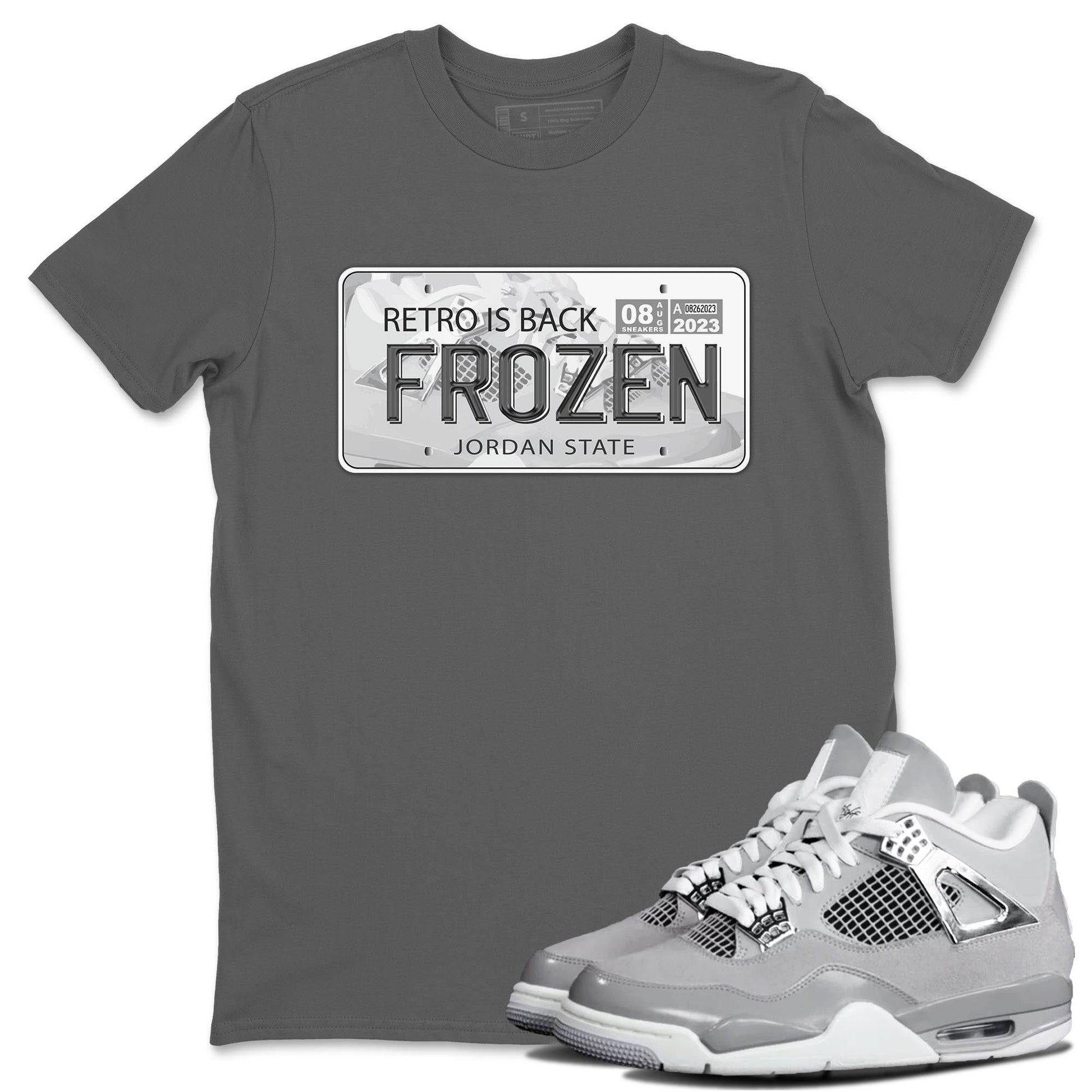 AJ4 Frozen Moments shirt to match jordans Jordan Plate sneaker tees Crew Neck AJ4 Frozen Moments SNRT Sneaker Release Tees Unisex Casual Shirts Cool Grey 1 T-Shirt