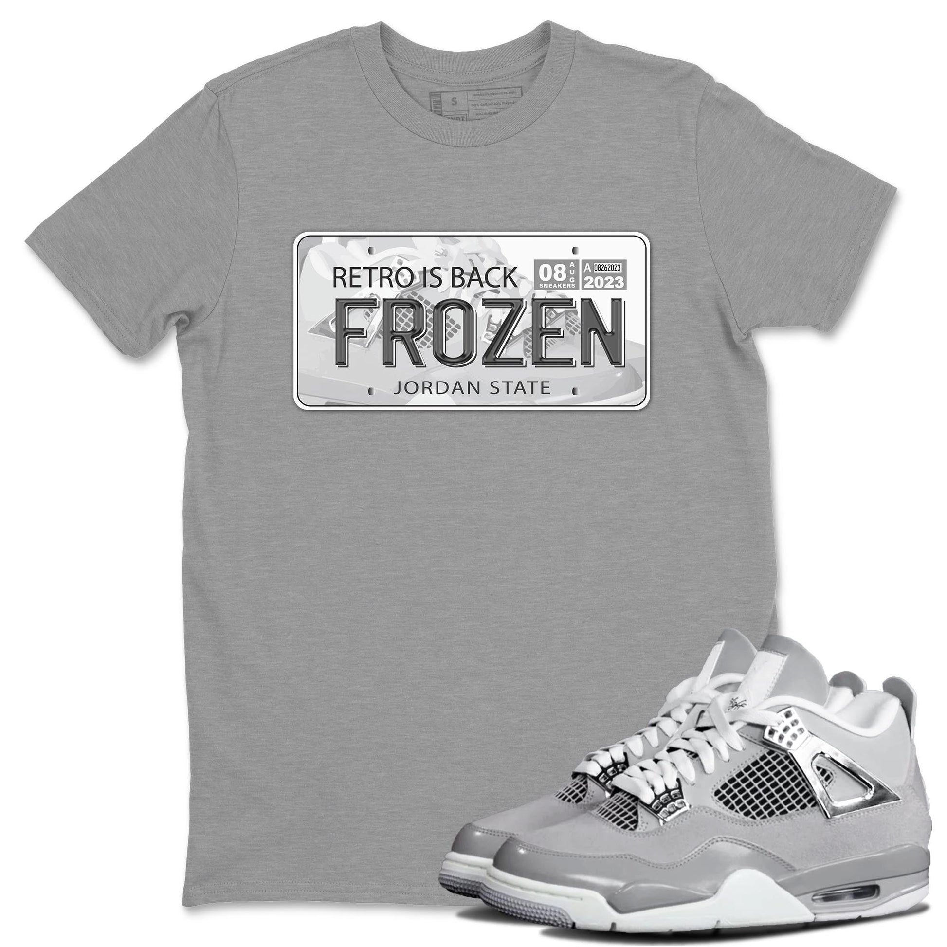 AJ4 Frozen Moments shirt to match jordans Jordan Plate sneaker tees Crew Neck AJ4 Frozen Moments SNRT Sneaker Release Tees Unisex Casual Shirts Heather Grey 1 T-Shirt