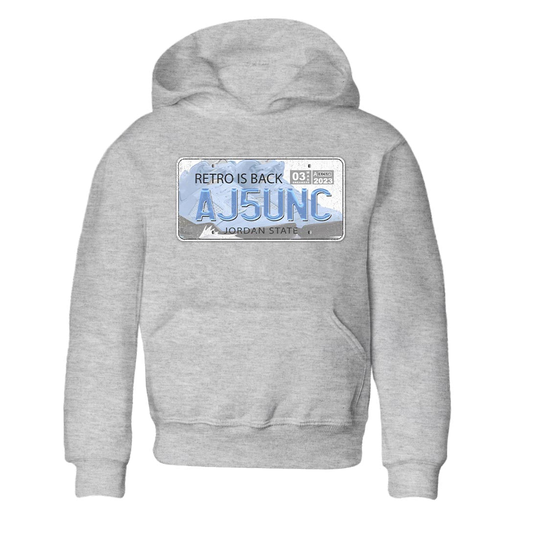 Jordan 5 UNC Jordan Shirts Jordan Plate Sneaker Tees AJ 5s UNC Sneaker Release Tees Kids Shirts Heather Grey 2