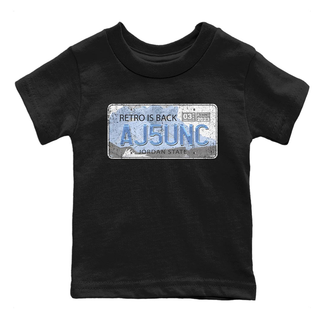 Jordan 5 UNC Jordan Shirts Jordan Plate Sneaker Tees AJ 5s UNC Sneaker Release Tees Kids Shirts Black 2