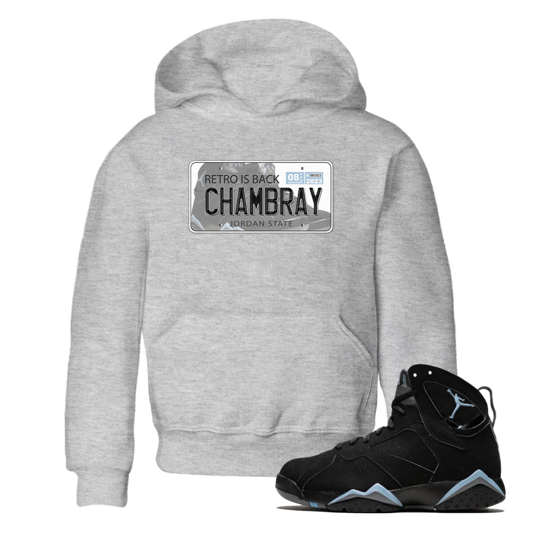 Air Jordan 7 Chambray shirt to match jordans Jordan Plate sneaker tees AJ7 Chambray SNRT Sneaker Release Tees Baby Toddler Heather Grey 1 T-Shirt
