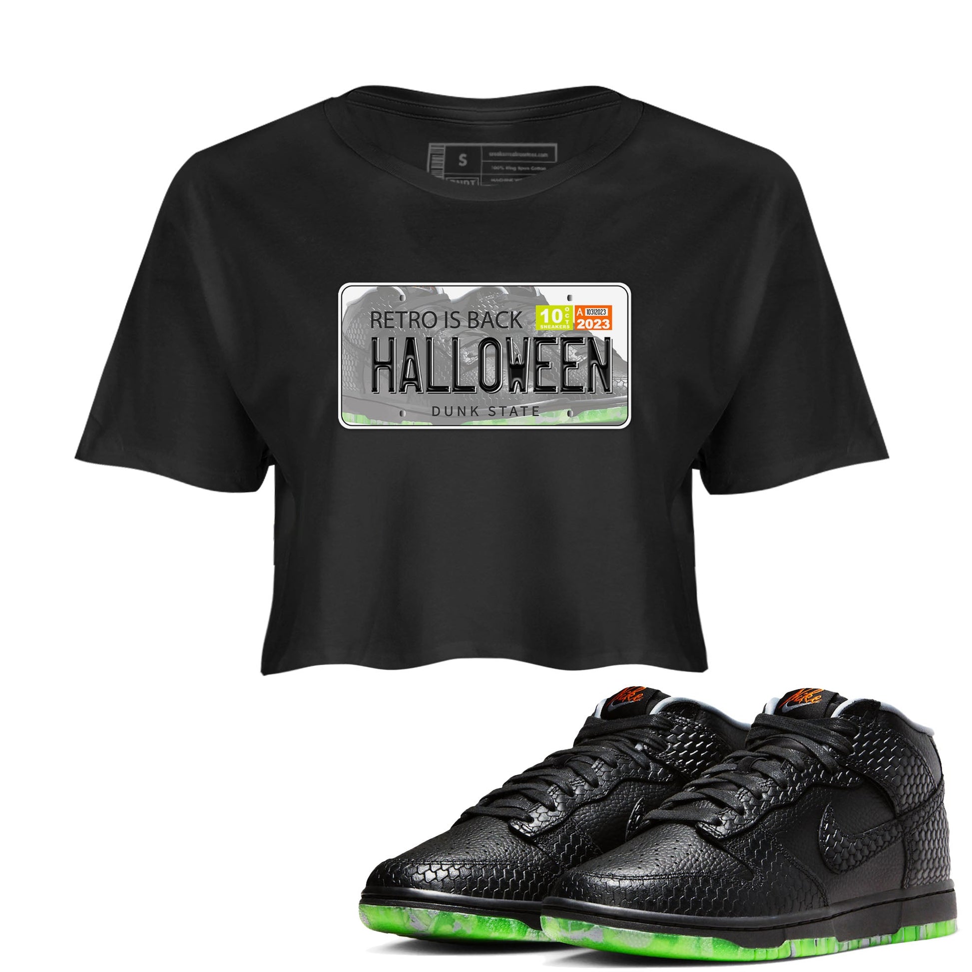 Nike Dunk Mid Premium shirt to match jordans Jordan Plate sneaker tees Nike Dunk Mid Halloween SNRT Sneaker Tees Sneaker Matching Clothing Brand Black 1 Crop T-Shirt