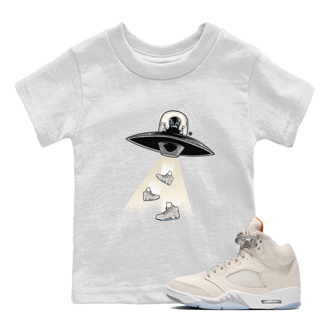 Air Jordan 5 Craft Sneaker Match Tees Alien Thief Sneaker Tees 5s Craft Sneaker Tees Kids Shirts White 1