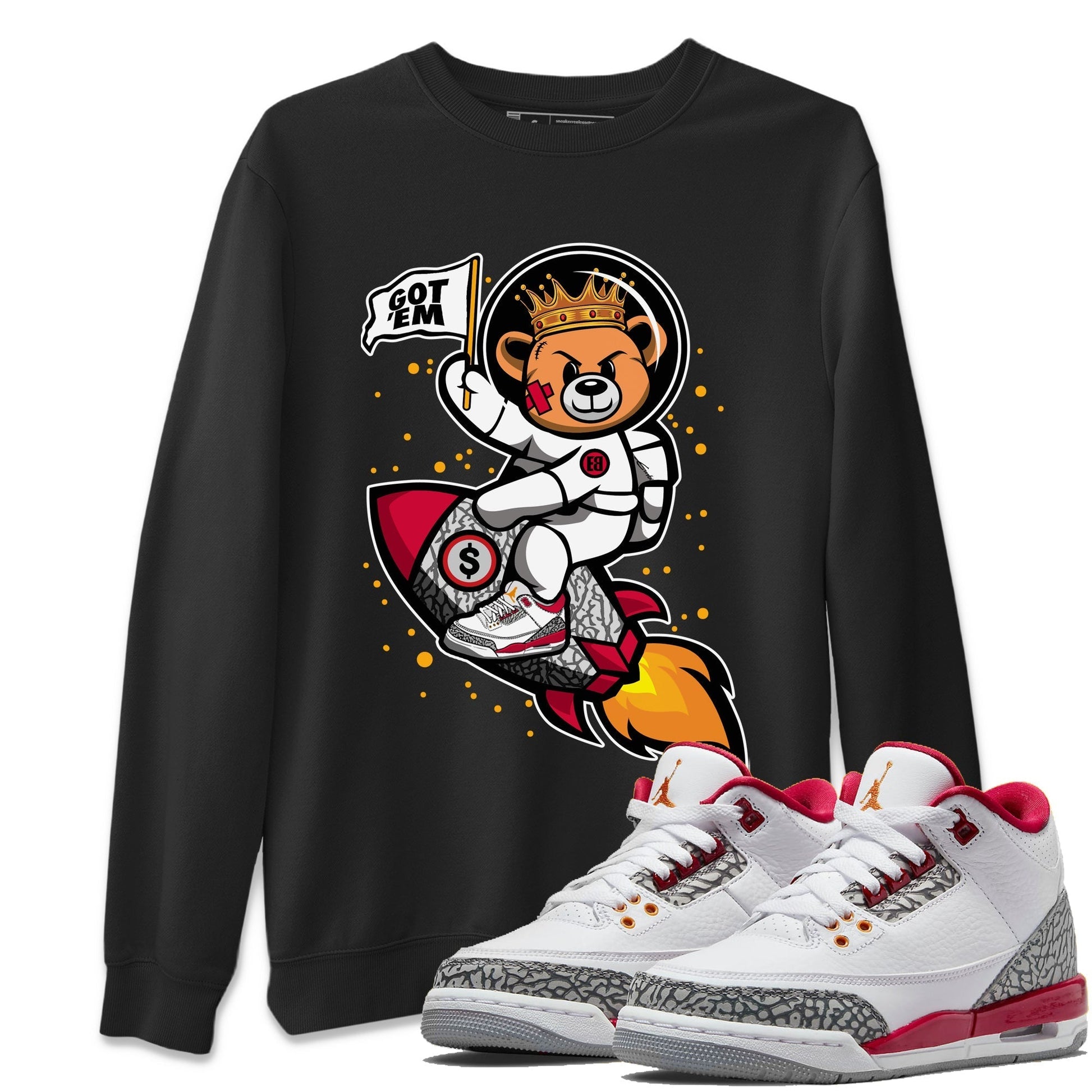 Jordan 3 Cardinal Sneaker Match Tees Astronaut Bear Sneaker Tees Jordan 3 Cardinal Sneaker Release Tees Unisex Shirts