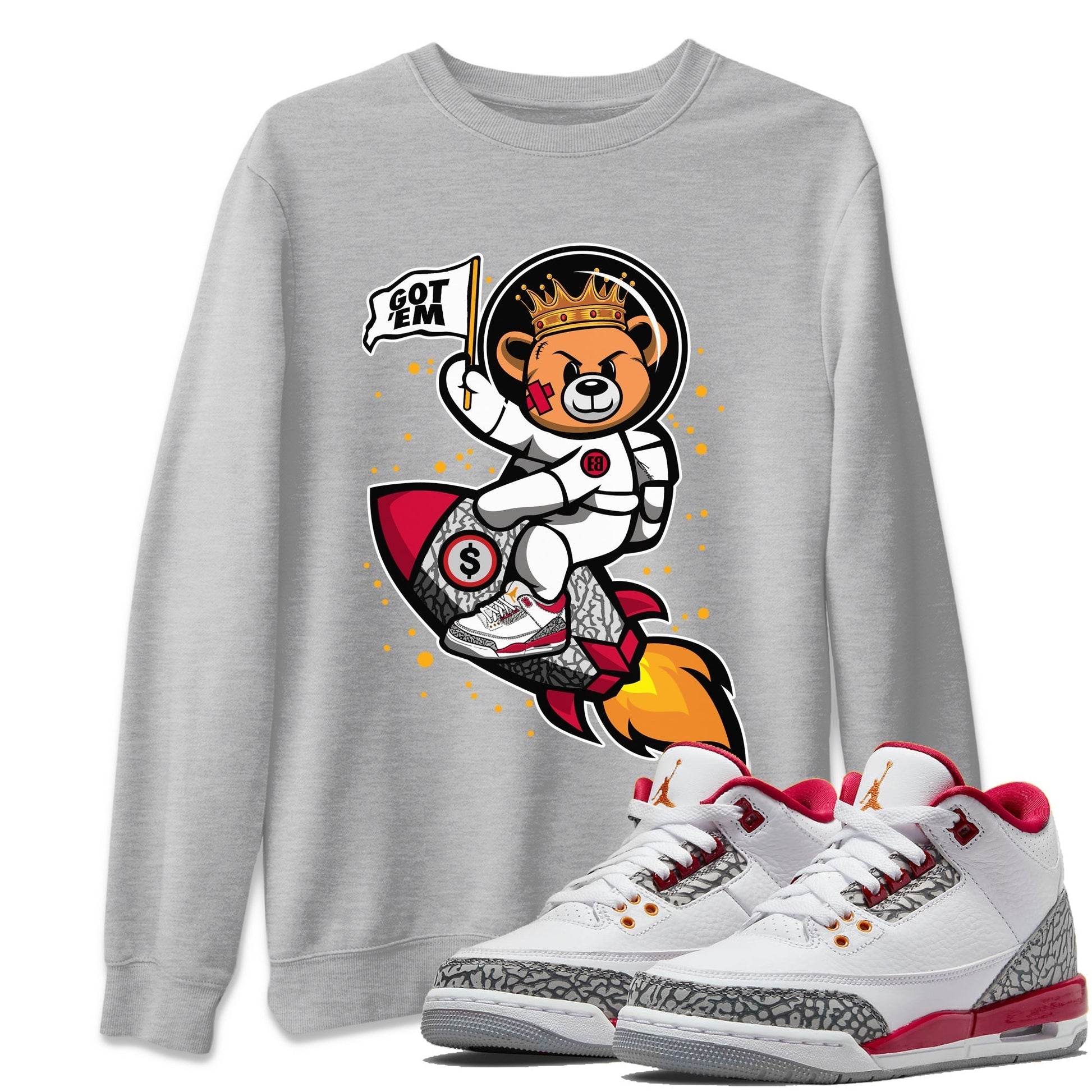 Jordan 3 Cardinal Sneaker Match Tees Astronaut Bear Sneaker Tees Jordan 3 Cardinal Sneaker Release Tees Unisex Shirts