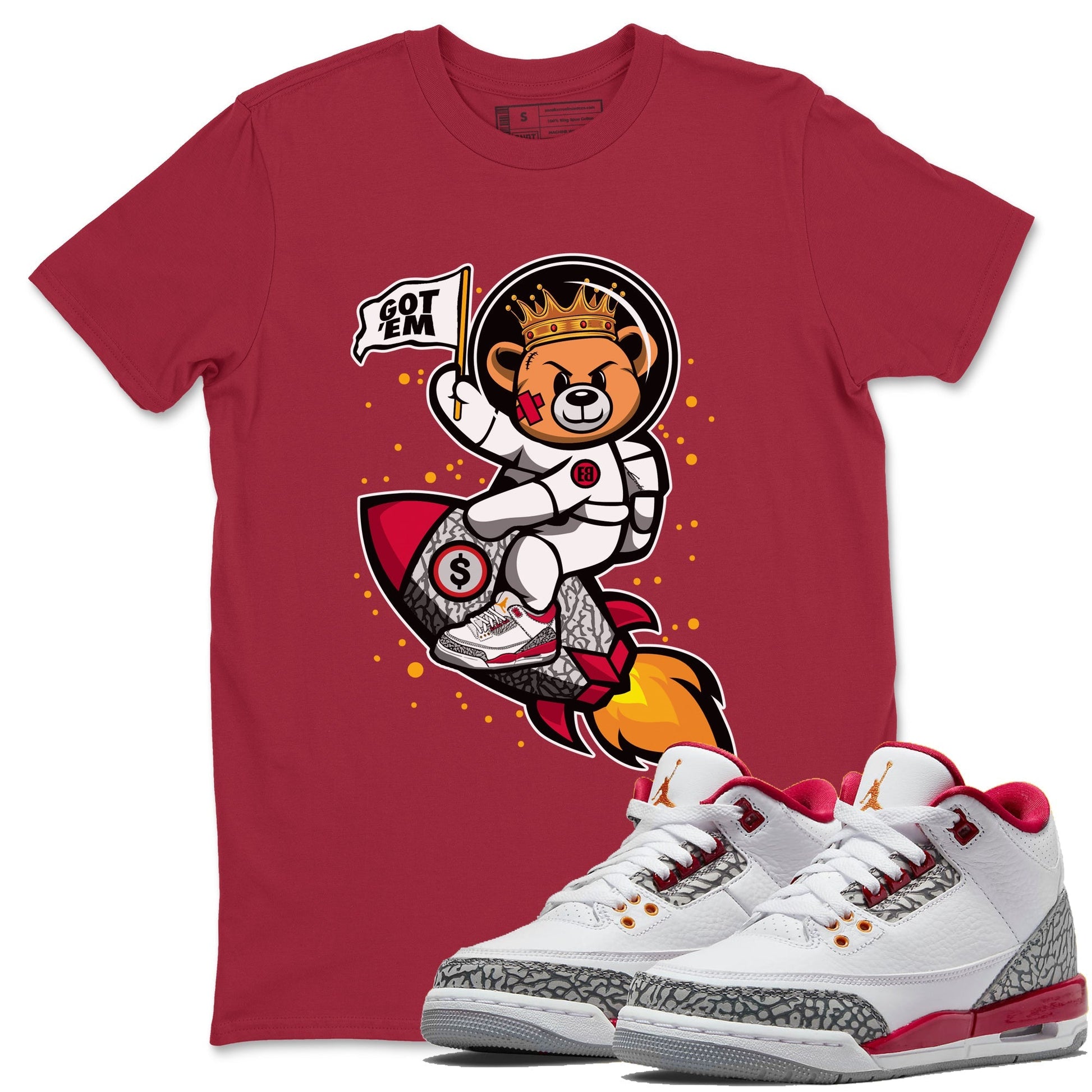 Jordan 3 Cardinal Sneaker Match Tees Astronaut Bear Sneaker Tees Jordan 3 Cardinal Sneaker Release Tees Unisex Shirts
