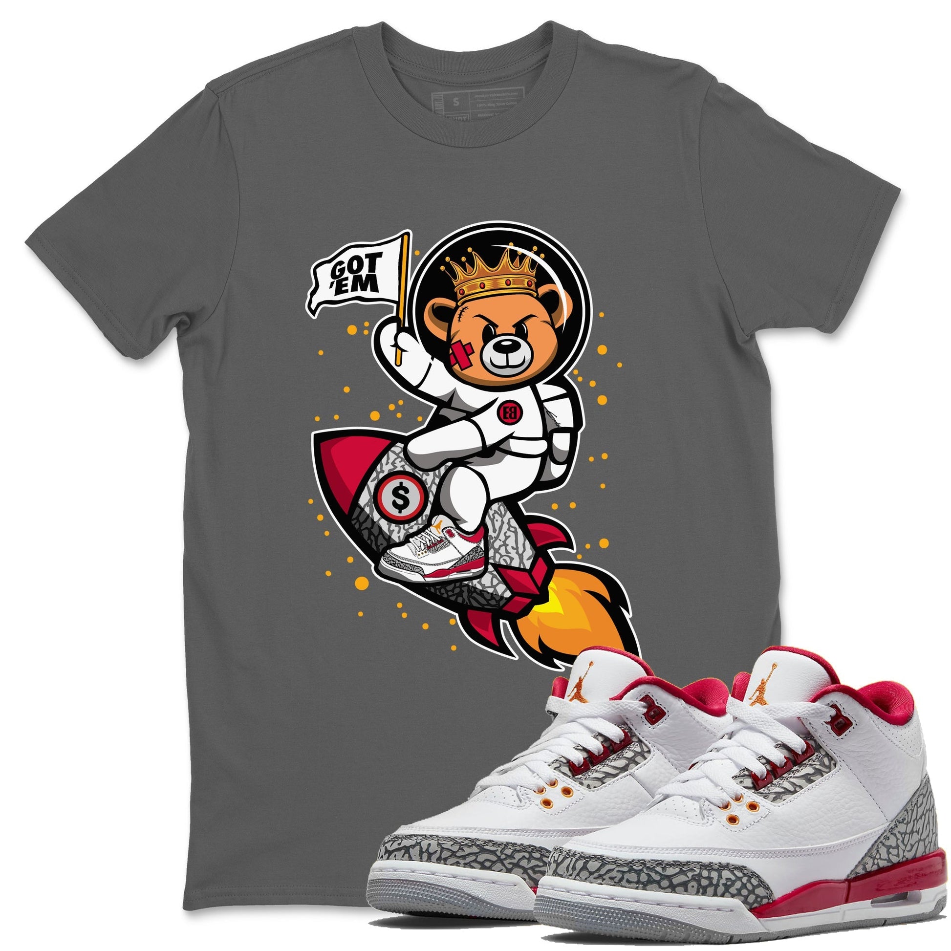 Jordan 3 Cardinal Sneaker Match Tees Astronaut Bear Sneaker Tees Jordan 3 Cardinal Sneaker Release Tees Unisex Shirts