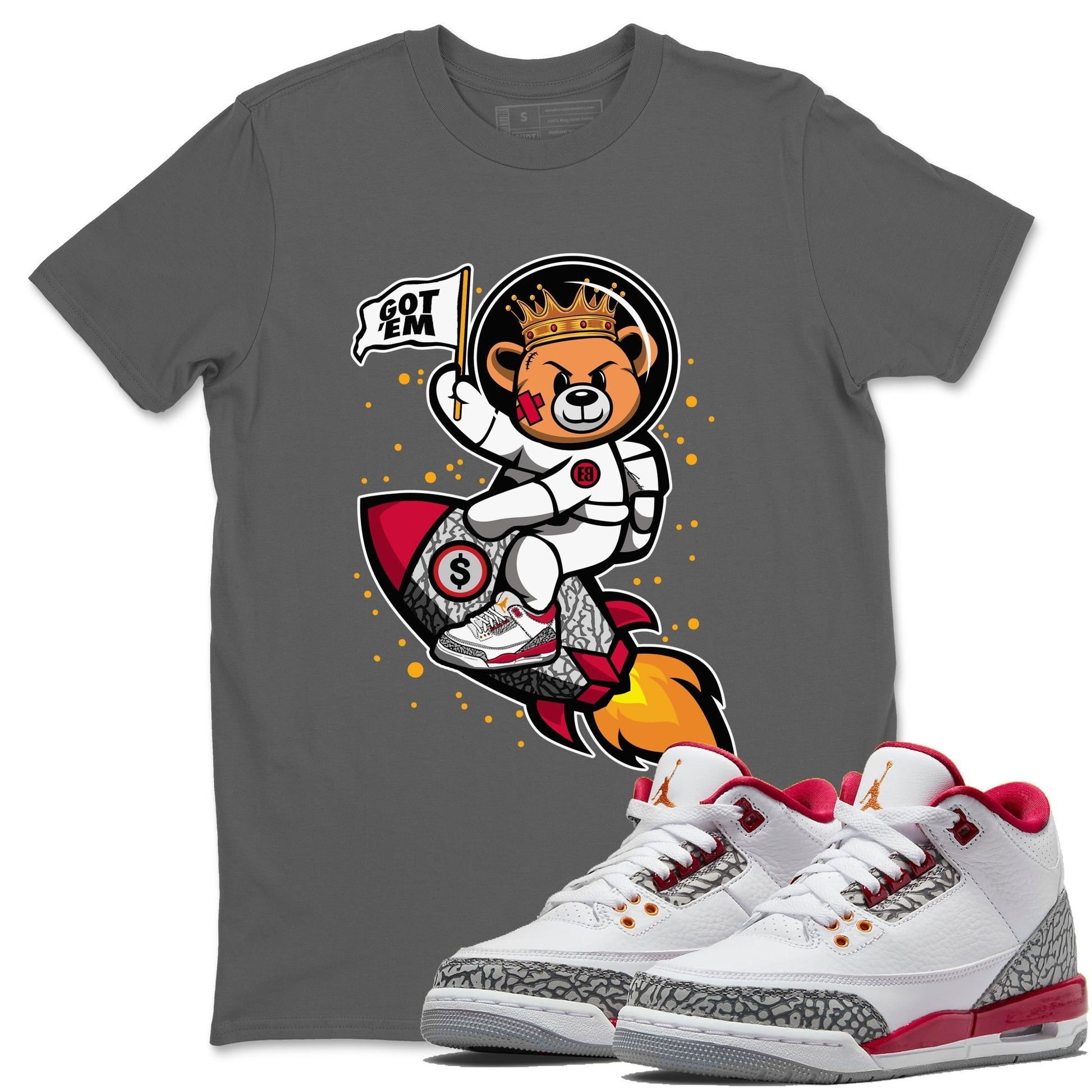 Jordan 3 Cardinal Sneaker Match Tees Astronaut Bear Sneaker Tees Jordan 3 Cardinal Sneaker Release Tees Unisex Shirts