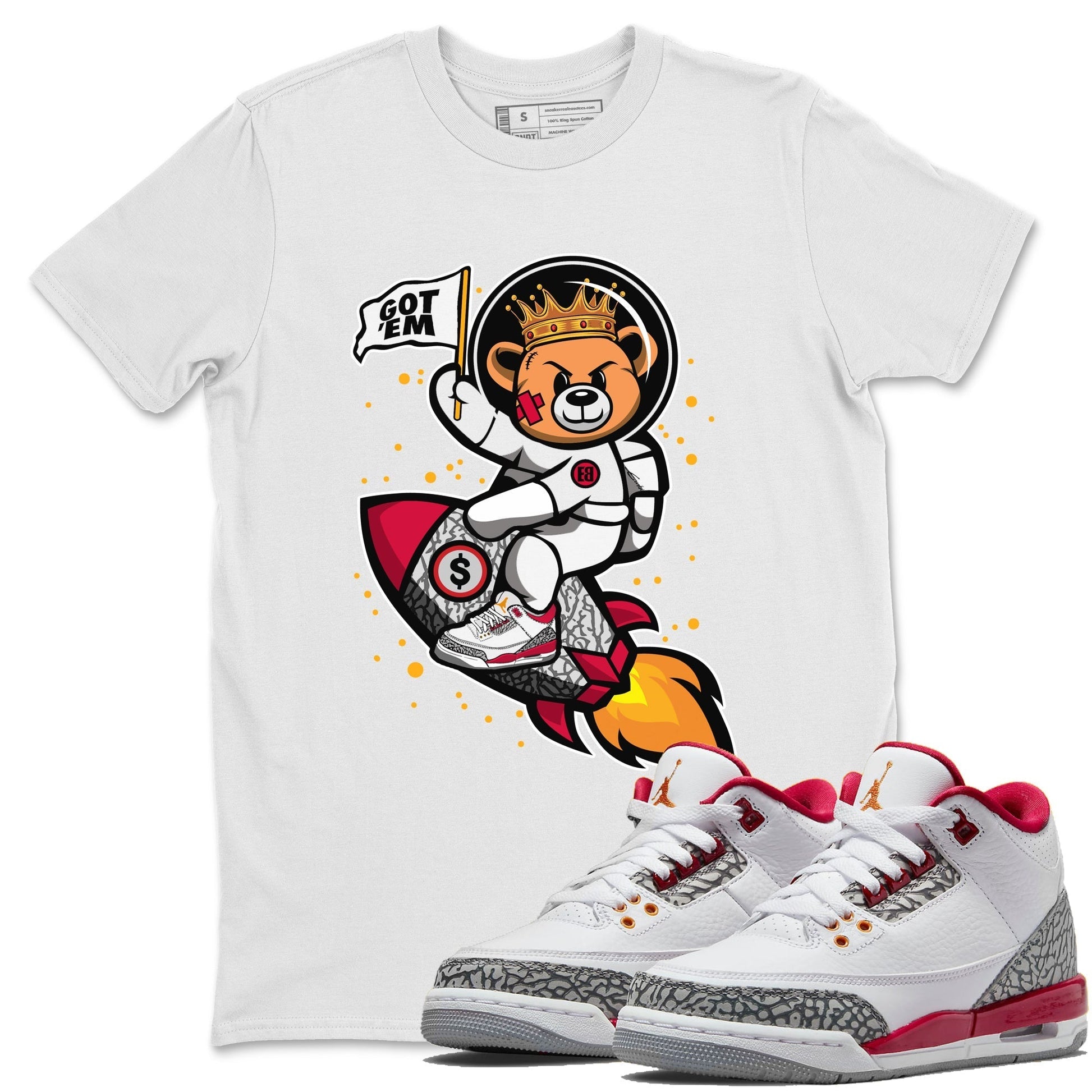 Jordan 3 Cardinal Sneaker Match Tees Astronaut Bear Sneaker Tees Jordan 3 Cardinal Sneaker Release Tees Unisex Shirts
