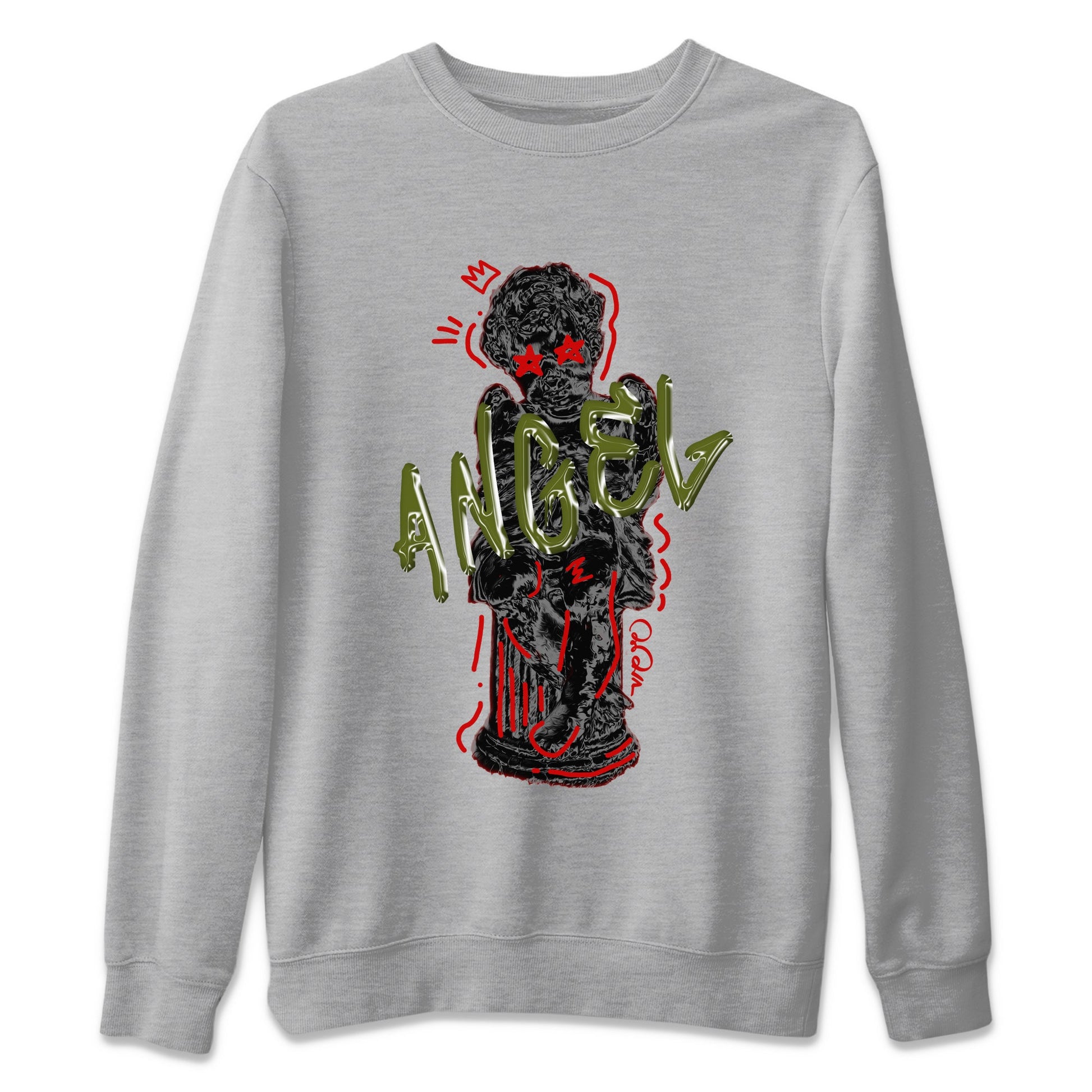 Air Jordan 1 Travis Scott Olive Sneaker Match Tees Baby Angel Sneaker Tees AJ1 OG Travis Scott Olive Sneaker Release Tees Unisex Shirts Heather Grey 2