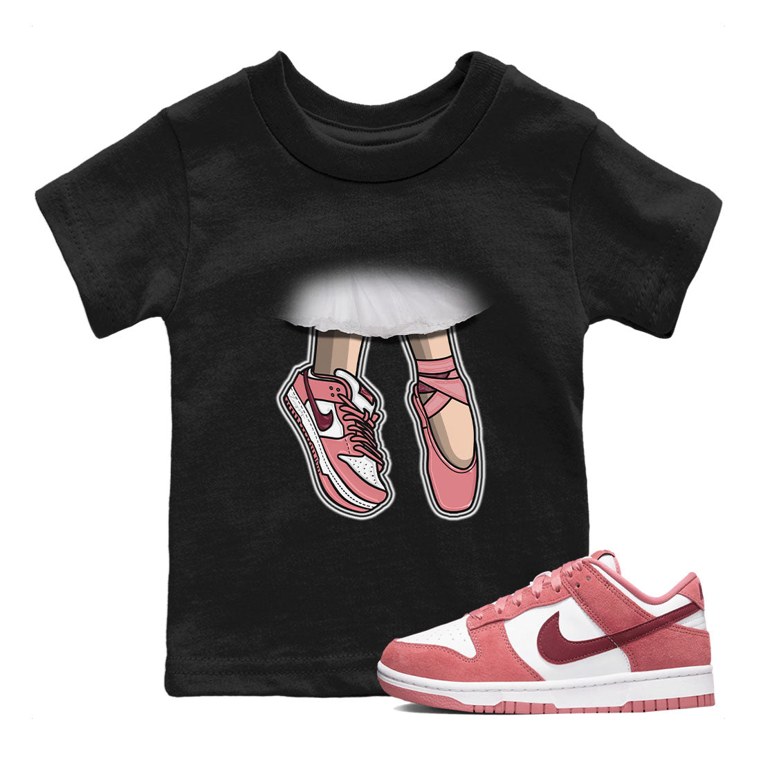 Dunk Valentine's Day shirt to match jordans Ballet Shoes sneaker tees Dunks Valentine's Day SNRT sneaker release tees baby toddler Black 2 cotton Shirt