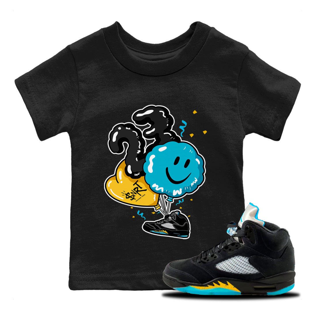 Jordan 5 Aqua Sneaker Match Tees Balloon Sneaker Tees Jordan 5 Aqua Sneaker Release Tees Kids Shirts
