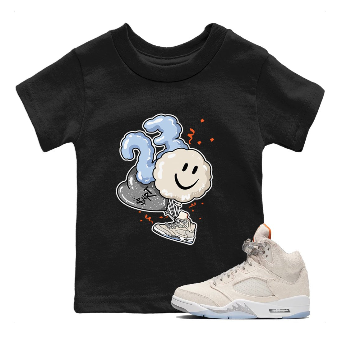 Air Jordan 5 Craft Sneaker Match Tees Balloon Sneaker Tees Air Jordan 5 Craft Tee Kids Shirts Black 1