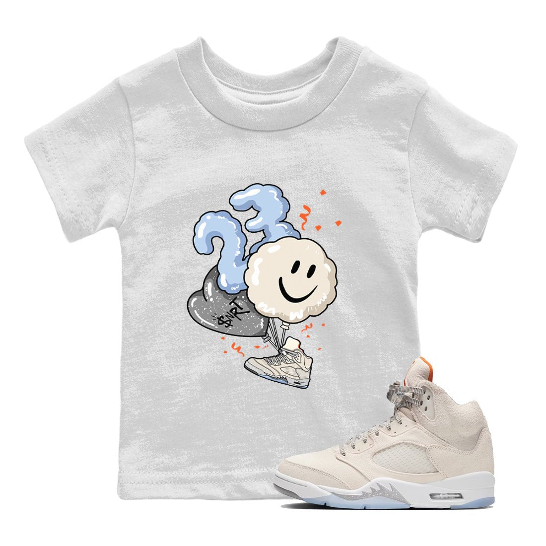 Air Jordan 5 Craft Sneaker Match Tees Balloon Sneaker Tees Air Jordan 5 Craft Tee Kids Shirts White 1