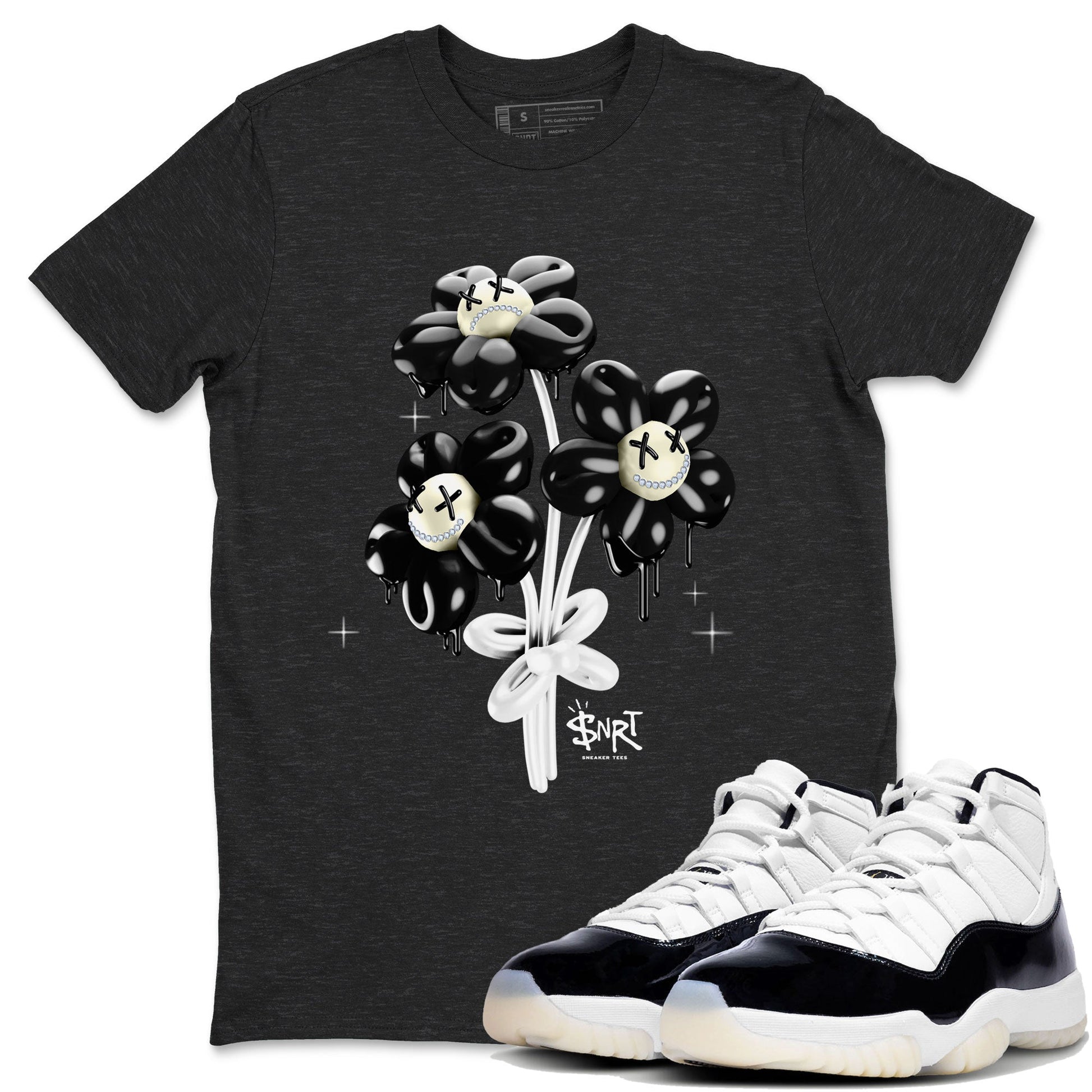 11s Gratitude shirt to match jordans Balloon Bouquet sneaker tees Air Jordan 11 Retro Gratitude SNRT Sneaker Tees Streetwear Casual Fit Charcoal Heather 1 T-Shirt