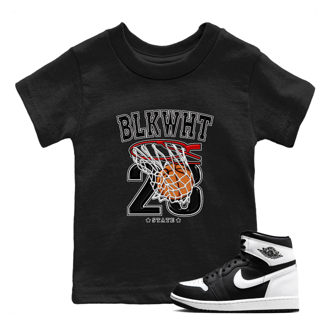 1s Black White shirt to match jordans Basketball sneaker tees Air Jordan 1 Black White SNRT sneaker release tees baby toddler Black 1 cotton Shirt