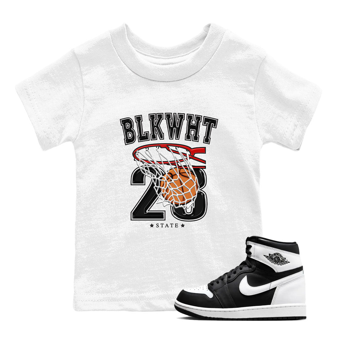 1s Black White shirt to match jordans Basketball sneaker tees Air Jordan 1 Black White SNRT sneaker release tees baby toddler White 1 cotton Shirt