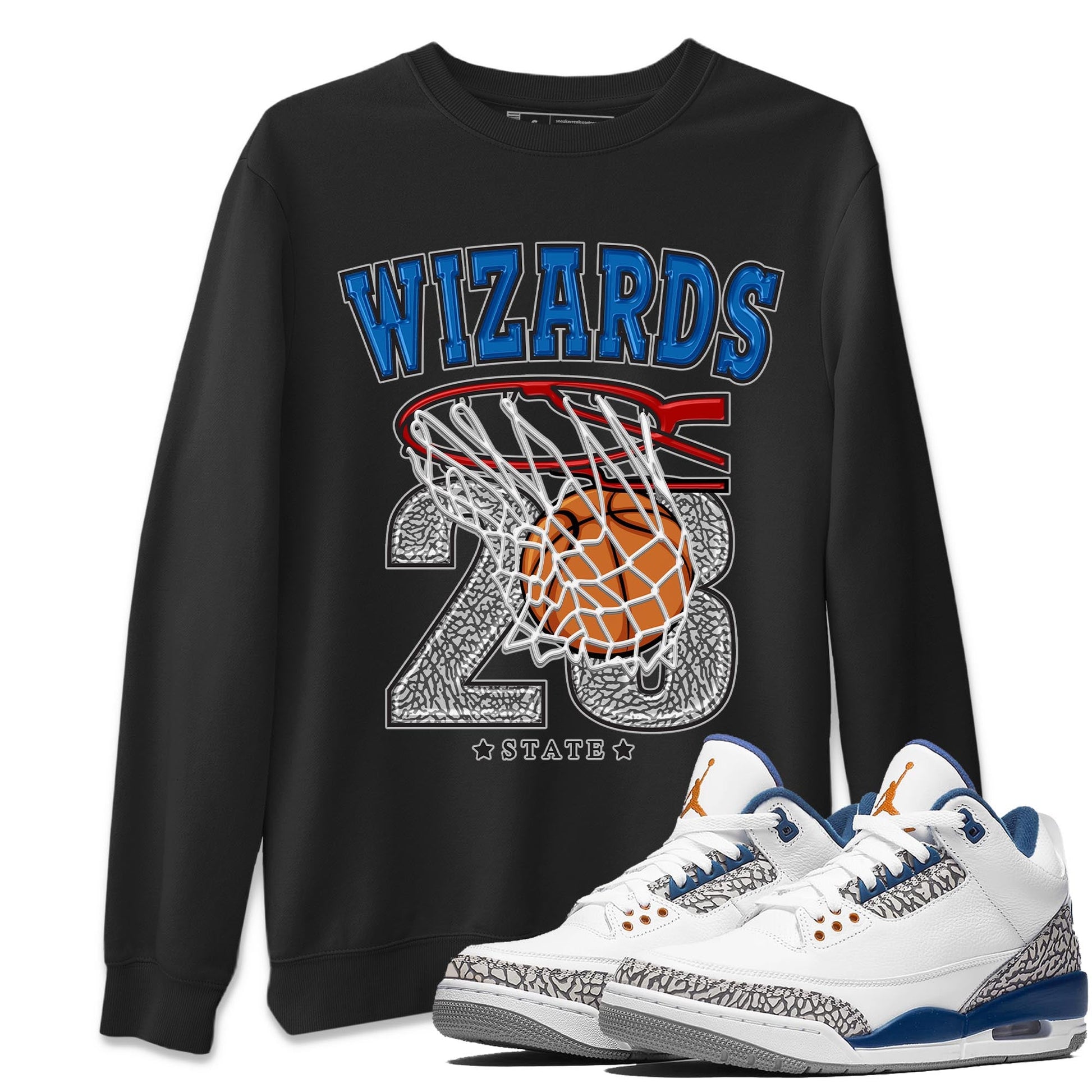 Air Jordan 3 Wizards Sneaker Match Tees Basketball Sneaker Tees Air Jordan 3 Wizards Sneaker Release Tees Unisex Shirts Black 1
